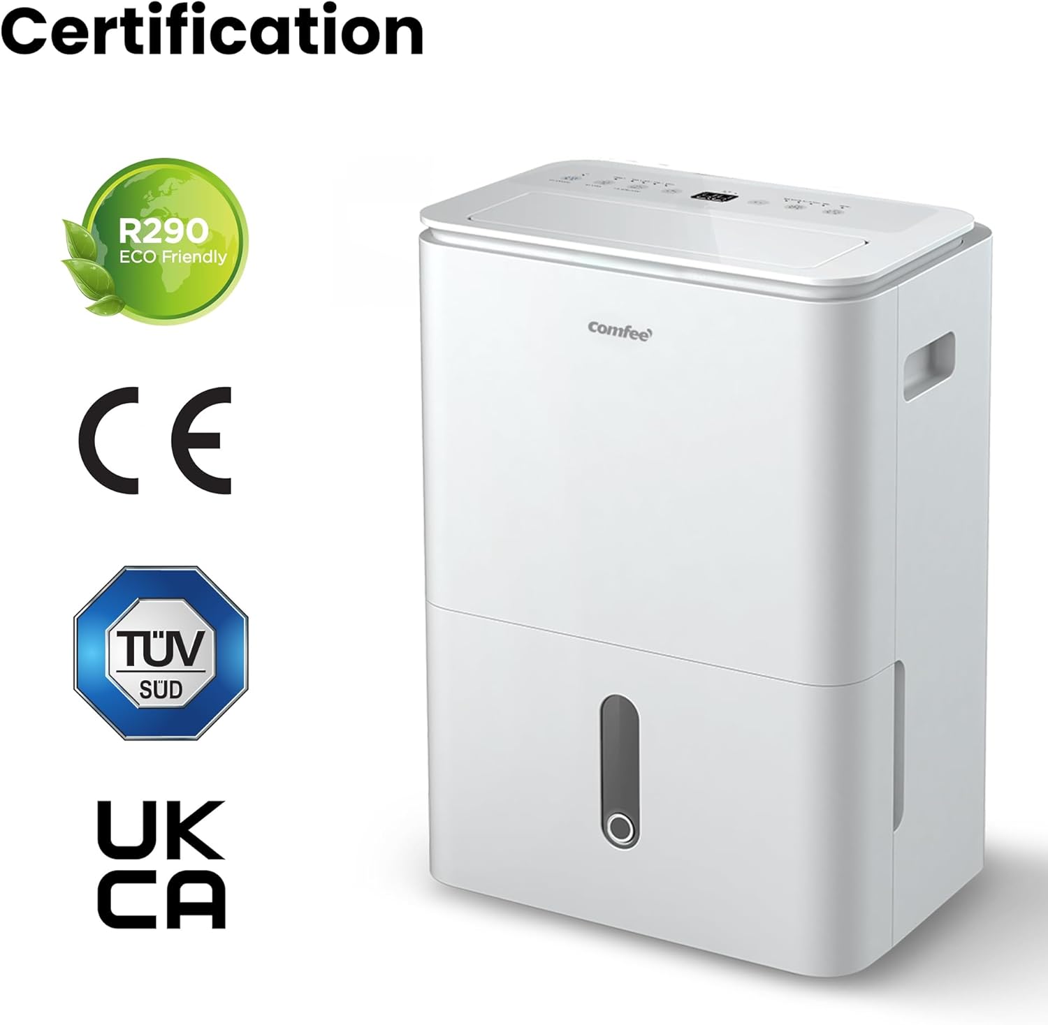 Déshumidificateur puissant COMFEE, absorbe jusqu'à 50 L/jour, sèche-linge, mode confort, grand réservoir de 6 L, minuterie 24 h, idéal pour les grandes pièces de 101 à 116 ㎡, MDDPE-50DEN7, cave, sous-sol