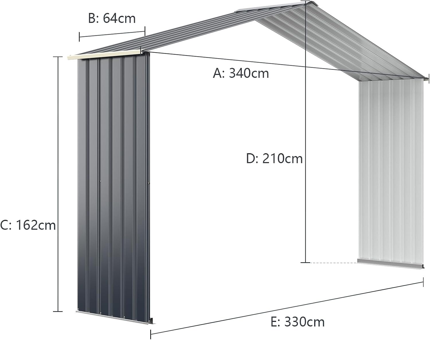 Abri de jardin en métal Costway + 1 kit d'extension avec 2 portes coulissantes verrouillables, 4 trous de ventilation, toit incliné pour vélo