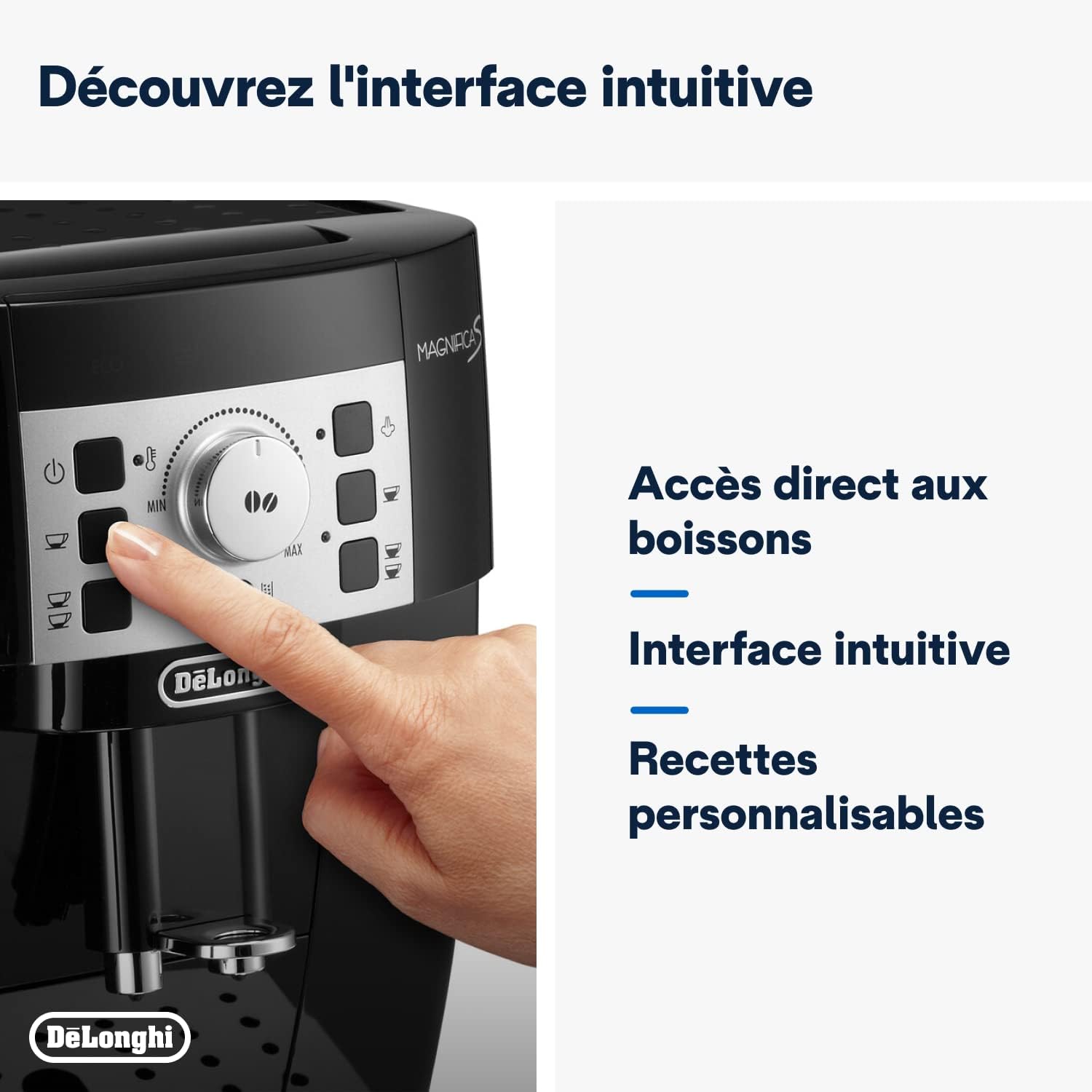 De'Longhi Magnifica S ECAM11.112.B  Machine à Café Automatique/ à Espresso du Grain à la Tasse Avec Buse à Lait, avec 4 Recettes à Touche Unique Panneau de Contrôle Soft-Touch 1450W