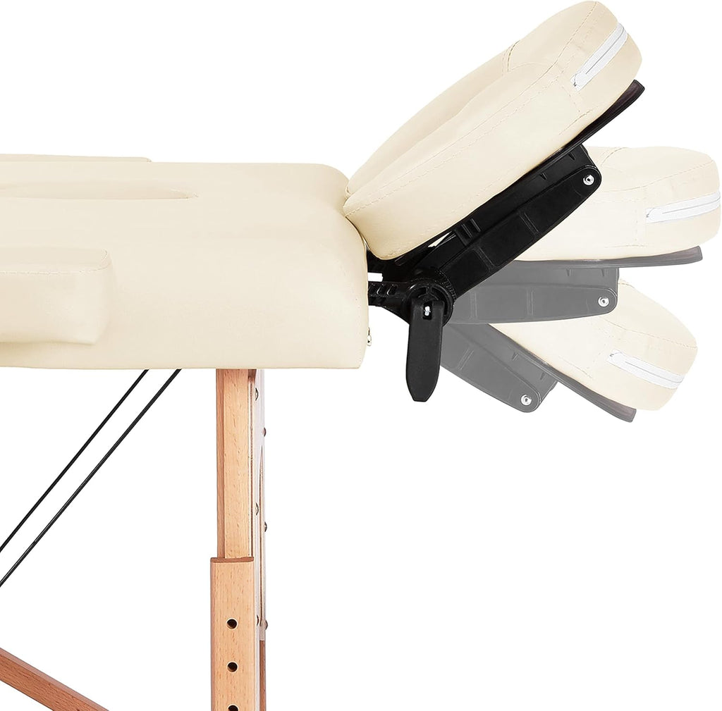 Yaheetech opklapbare massagetafel 70 cm, professioneel massagebed in 2 delen, massief houten tafelbank, cosmetische therapie, zwart 