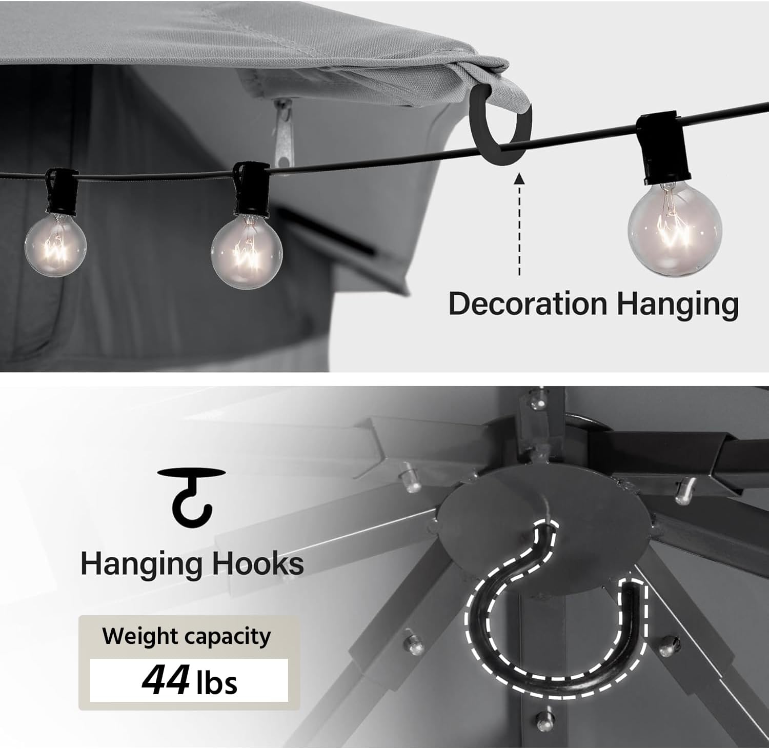 Tente pavillon d'extérieur améliorée à double toit, auvent imperméable UV50+ avec filet et crochets