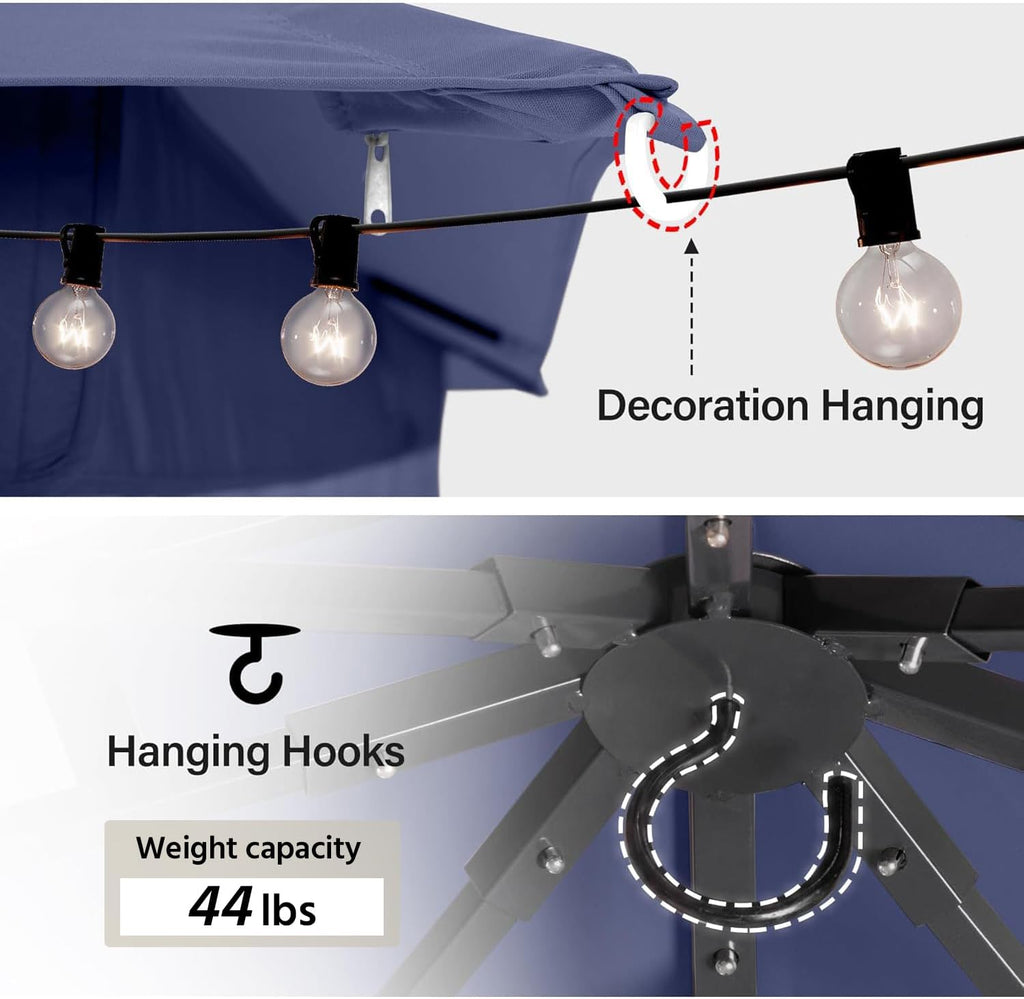 Tente pavillon d'extérieur améliorée à double toit, auvent imperméable UV50+ avec filet et crochets