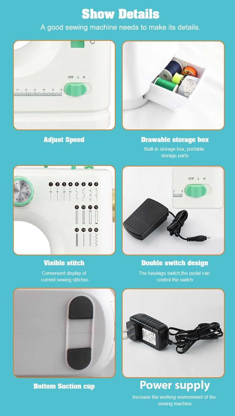Machine à coudre pour débutants, mini machine à coudre portable