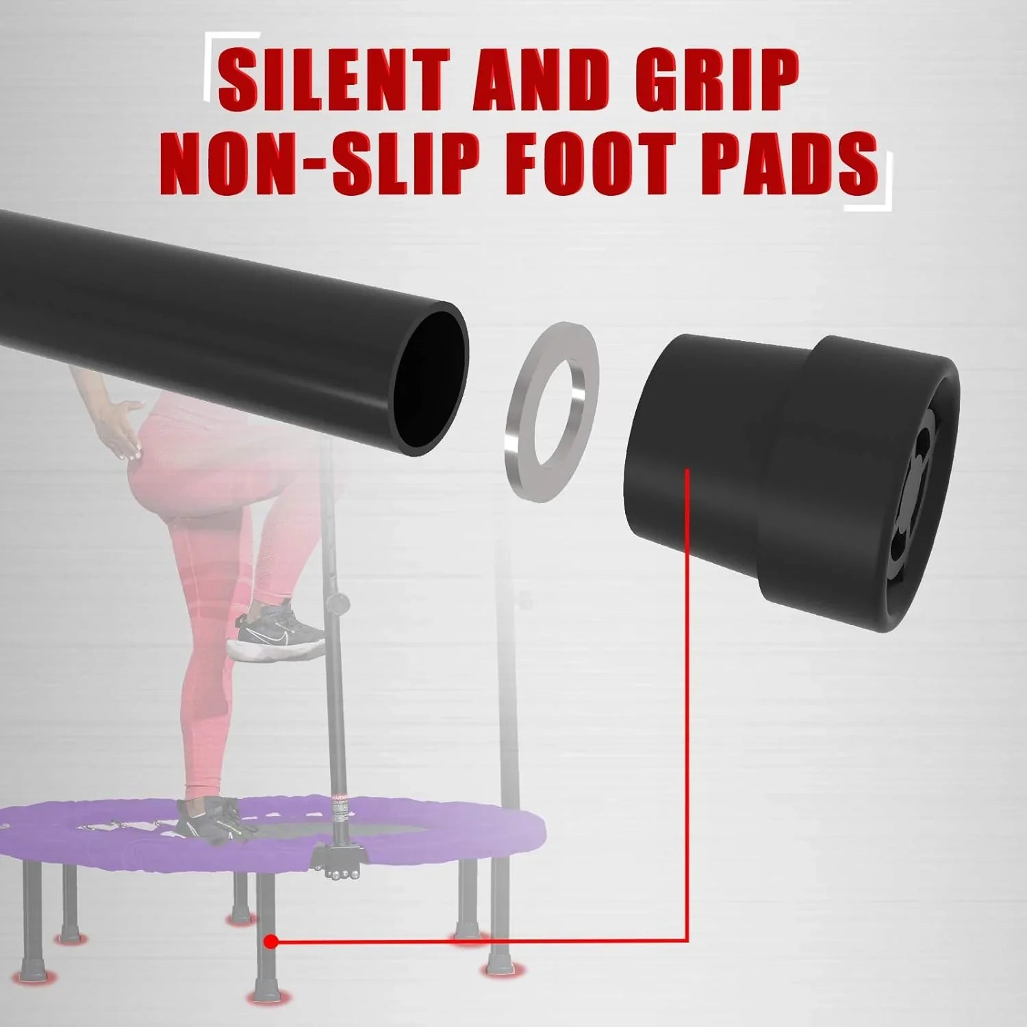 Kanchimi Mini Trampoline d'entraînement pliable de 40" à 48" avec poignée, charge maximale de 330 lb