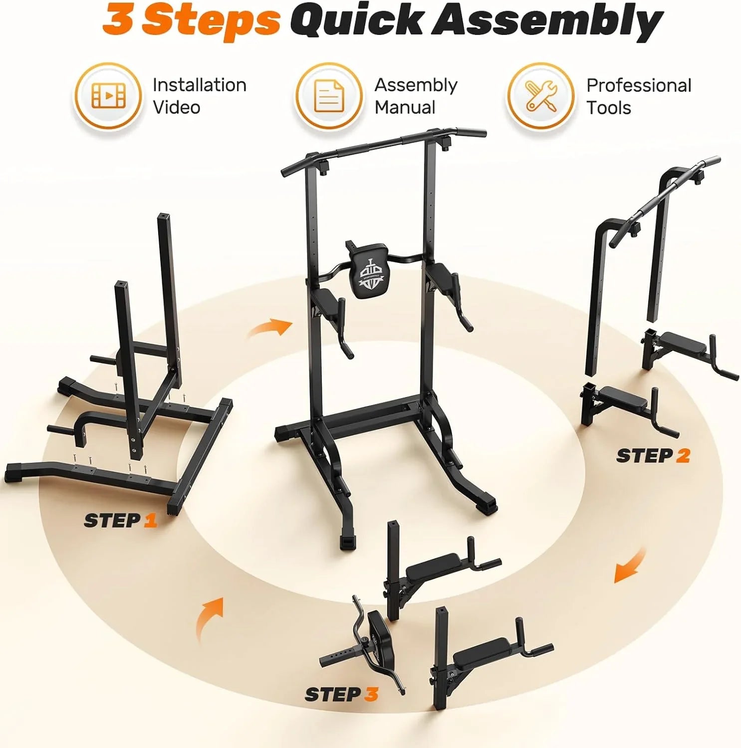 Station de traction Sportsroyals Power Tower, station d'inclinaison par immersion suspendue stable de 450 lb