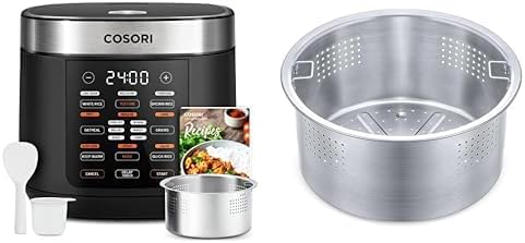 Cuiseur à riz COSORI 10 tasses avec maintien de la chaleur 24 heures sur 24 et pot intérieur en céramique antiadhésif, cuiseur vapeur, friteuse et mijoteuse