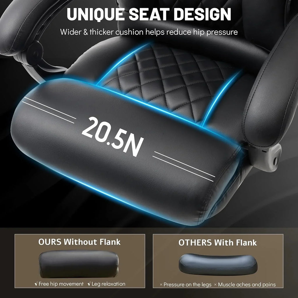 Chaise de bureau de massage avec repose-pieds, grande et haute chaise de bureau en cuir 500 lb