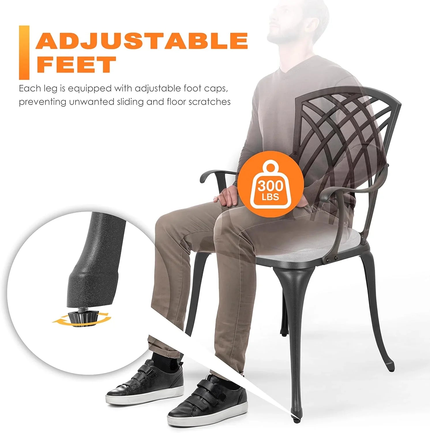 Ensemble bistro NUU GARDEN 3 pièces pour patio extérieur en aluminium moulé Ensemble table et chaises de patio