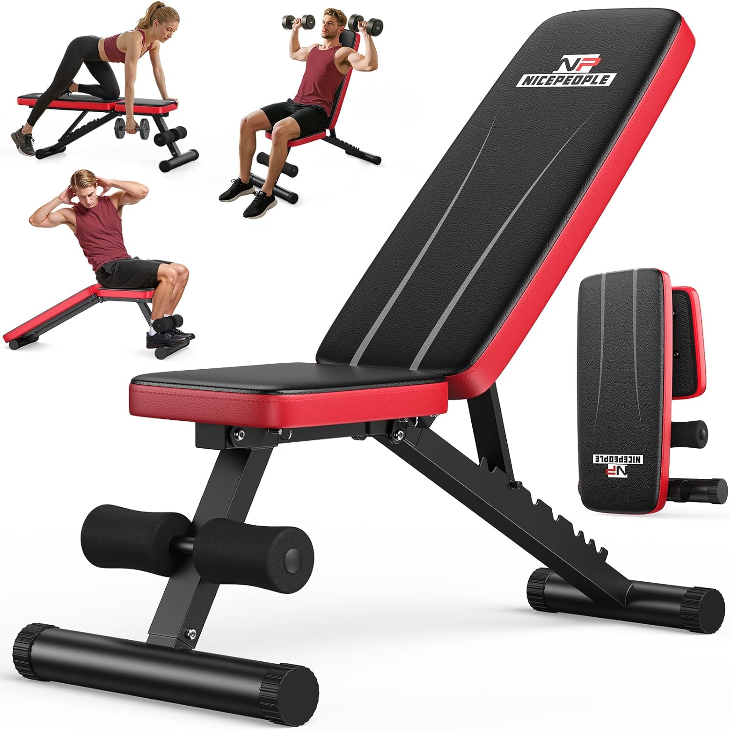 Banc de musculation de base pour salle de sport à domicile, banc d'entraînement pliable avec 8 dossiers, capacité de poids de 660 lb, banc réglable