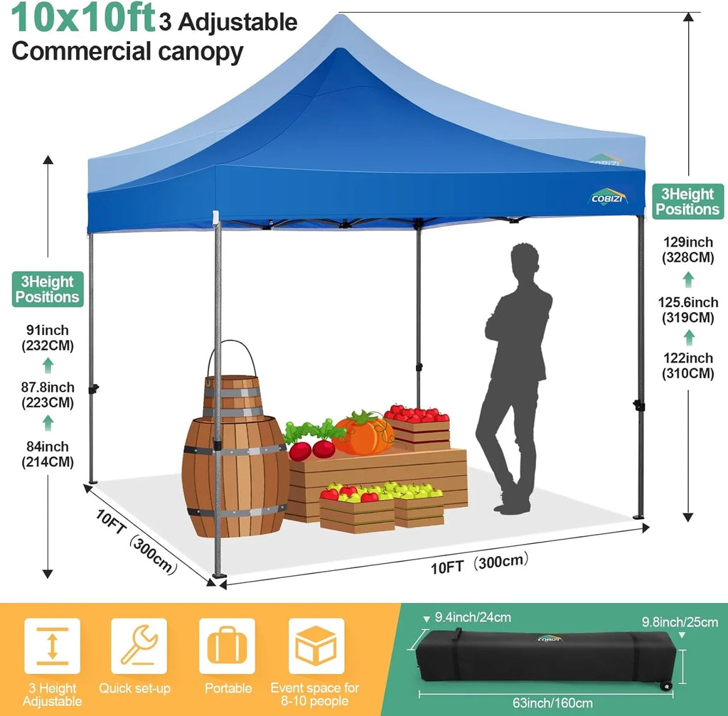 Tente pop-up robuste COBIZI 10x20 avec 6 parois latérales, facile à installer