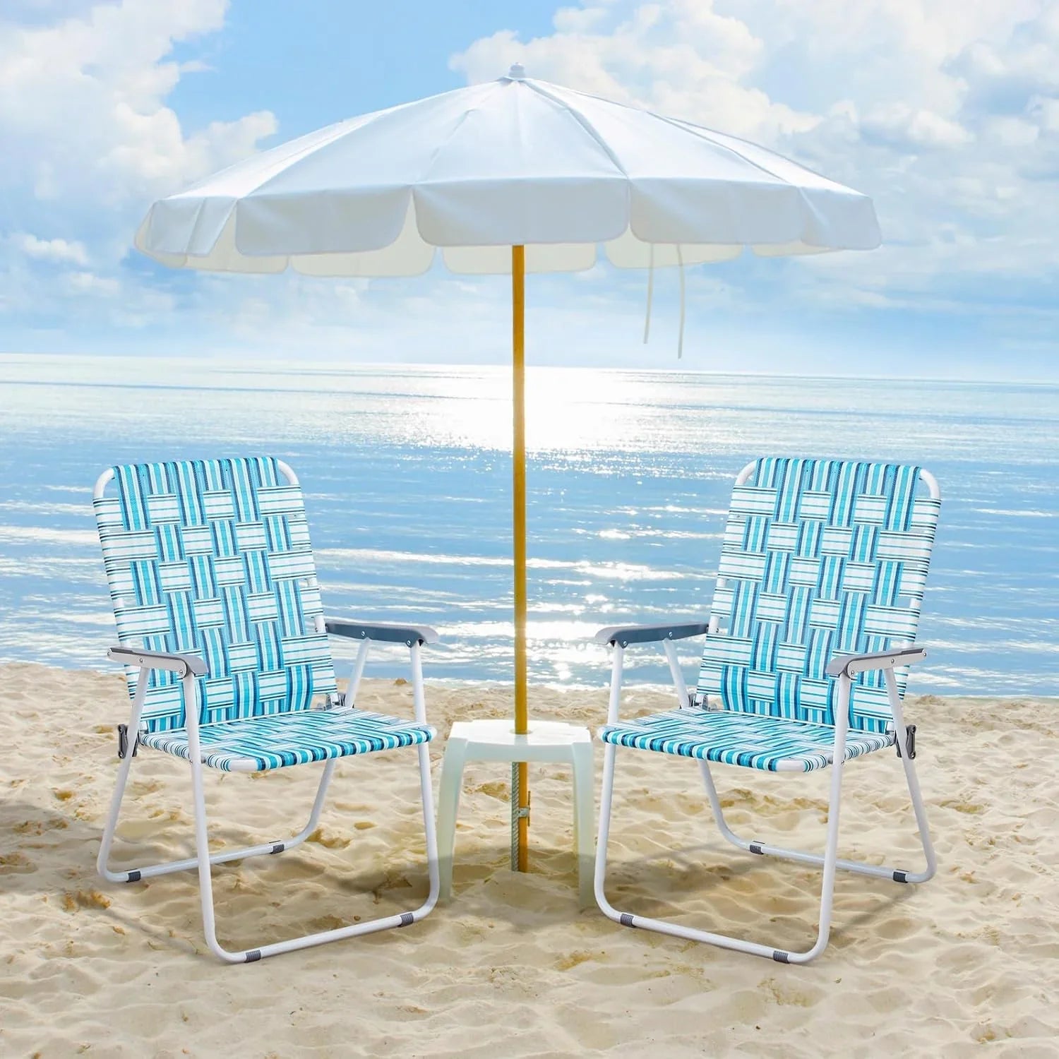 Lot de 2 chaises pliantes en toile pour patio VINGLI, chaise de plage portable pour extérieur, chaise de camping