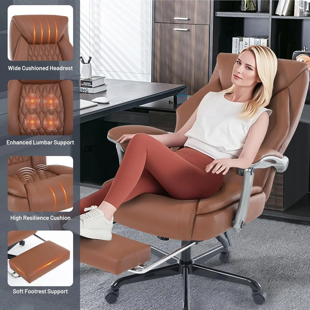 Fauteuil de bureau massant avec chauffage et repose-pieds Fauteuil de bureau ergonomique inclinable pour cadres