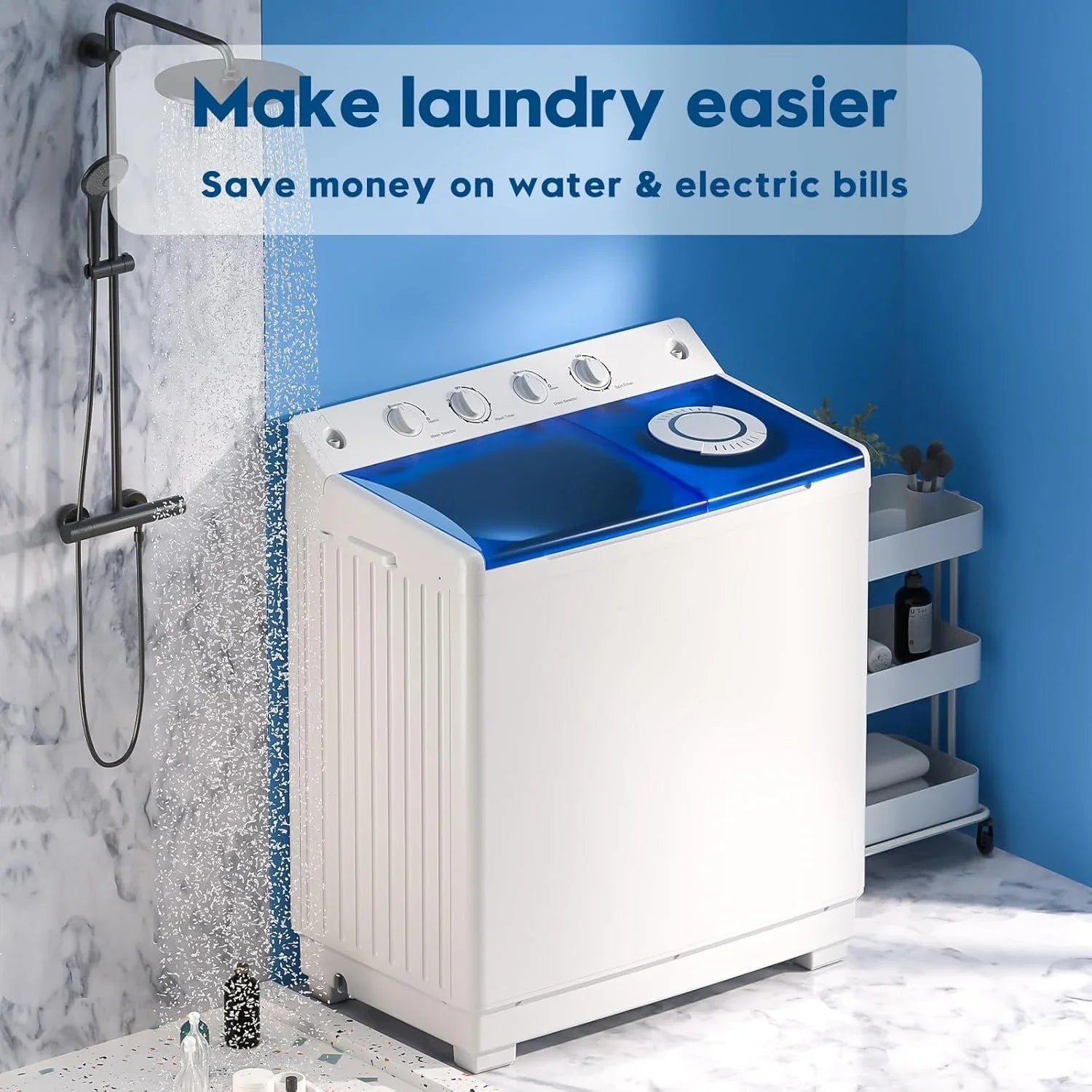 Machine à laver portable Auertech 28 lb Machine à laver à double cuve