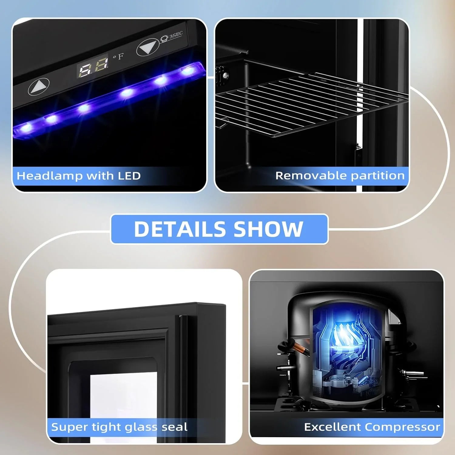 Refroidisseur à vin Antarctic Star 26 bouteilles 130 canettes Réfrigérateur à boissons Mini refroidisseur à vin