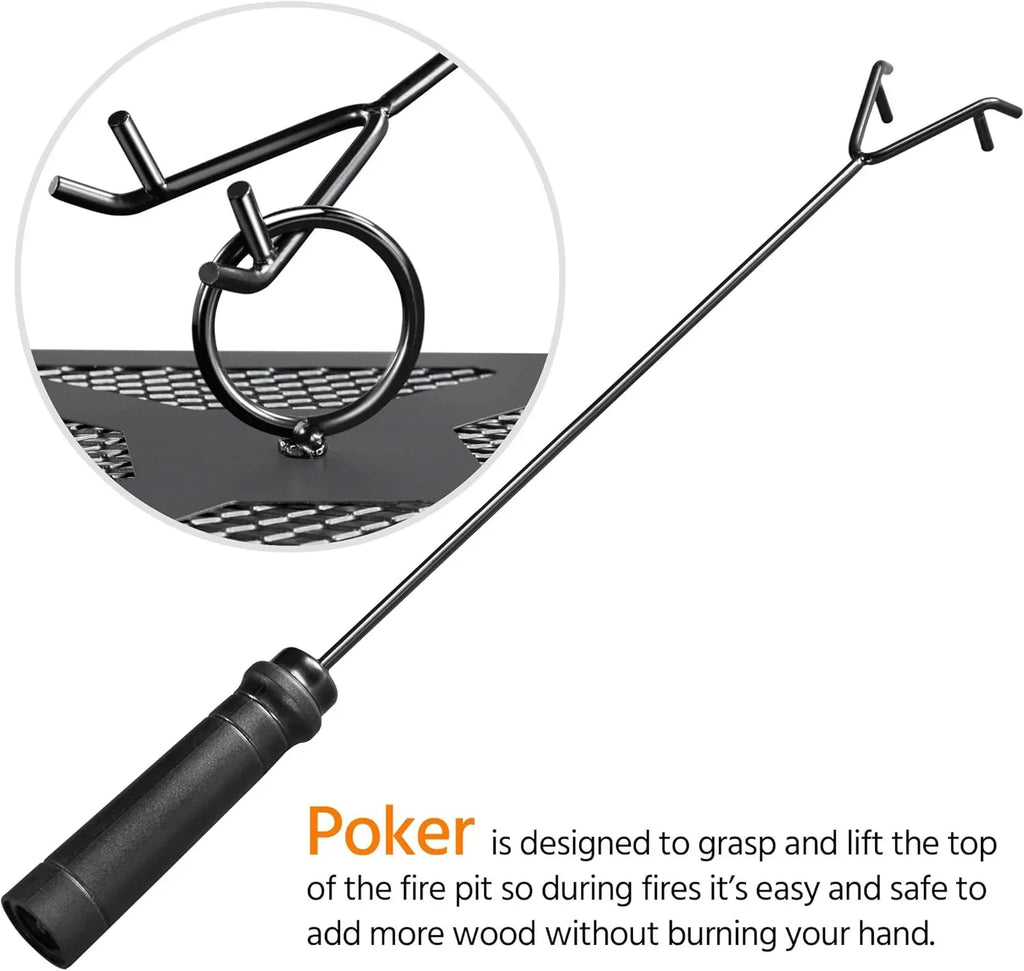 Yaheetech Table de foyer multifonctionnelle 32 pouces carré en métal foyer poêle arrière-cour patio jardin cheminée pour camping, chauffage extérieur, feu de joie et pique-nique