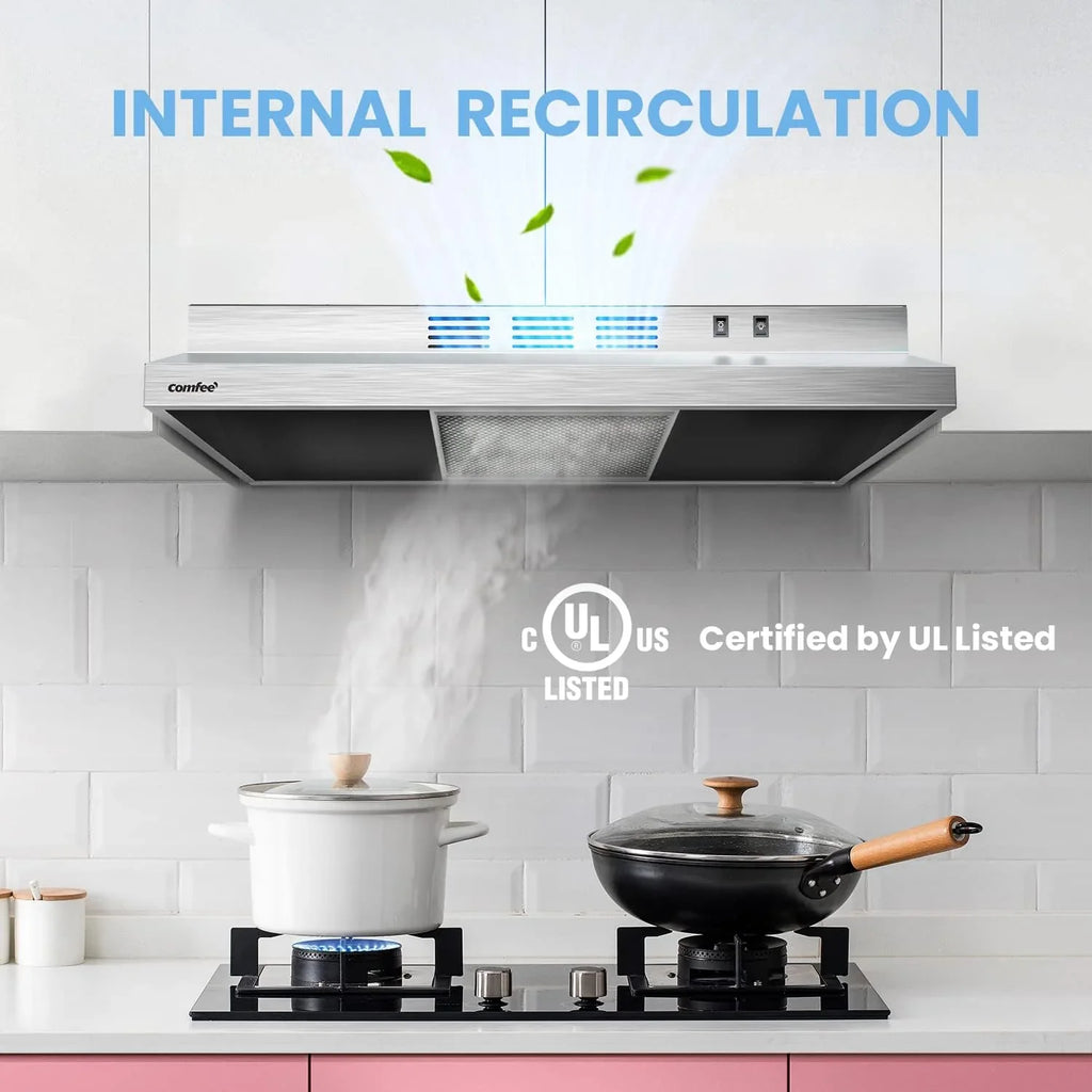 Filtre de cuisine réutilisable en acier inoxydable durable Comfee 30 po pour conduit/sans conduit sous armoire