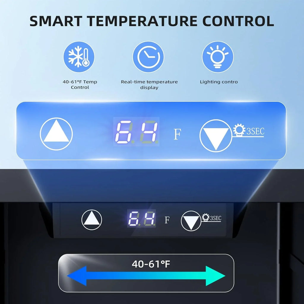 Réfrigérateur à boissons NJStar 68 canettes, mini-réfrigérateur à porte vitrée pour bière, boissons et vin, petit réfrigérateur autonome