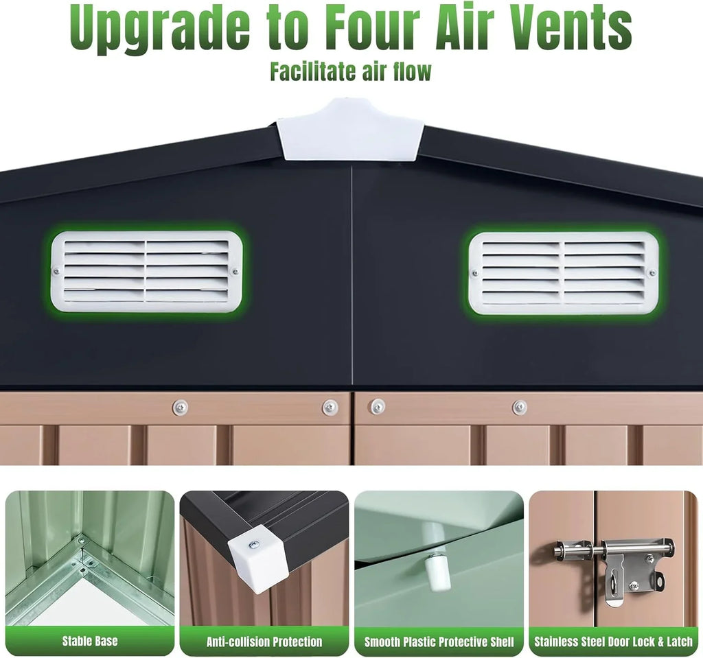 Abri de jardin extérieur Aoxun 6,2 x 4 pieds, abri de jardin en métal avec porte verrouillable et toit en pente, abri à outils, abri à vélos