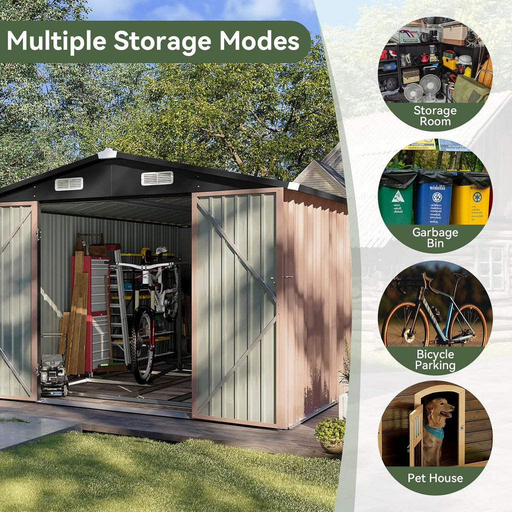 Abri de jardin extérieur Aoxun 6,2 x 4 pieds, abri de jardin en métal avec porte verrouillable et toit en pente, abri à outils, abri à vélos