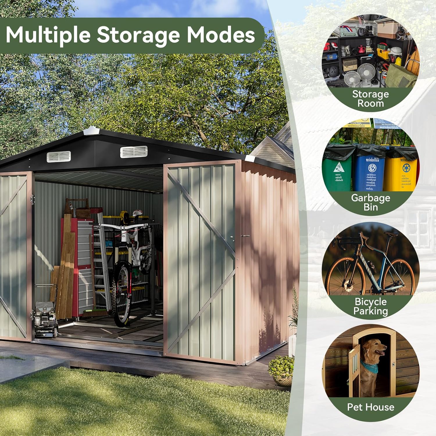 Abri de jardin extérieur Aoxun 6,2 x 4 pieds, abri de jardin en métal avec porte verrouillable et toit en pente, abri à outils, abri à vélos