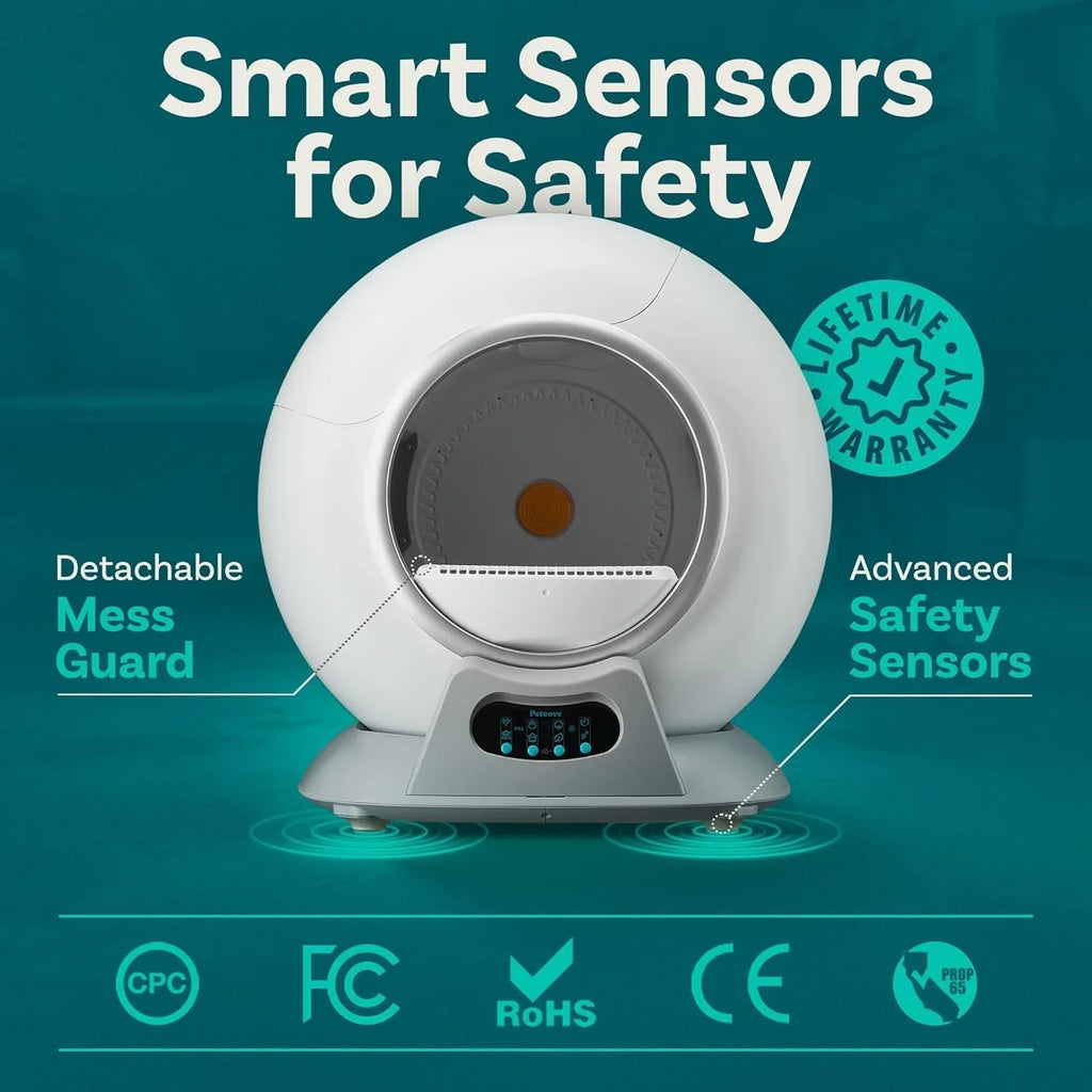 Bac à litière automatique pour chat autonettoyant avec capteur de sécurité, adapté à plusieurs chats