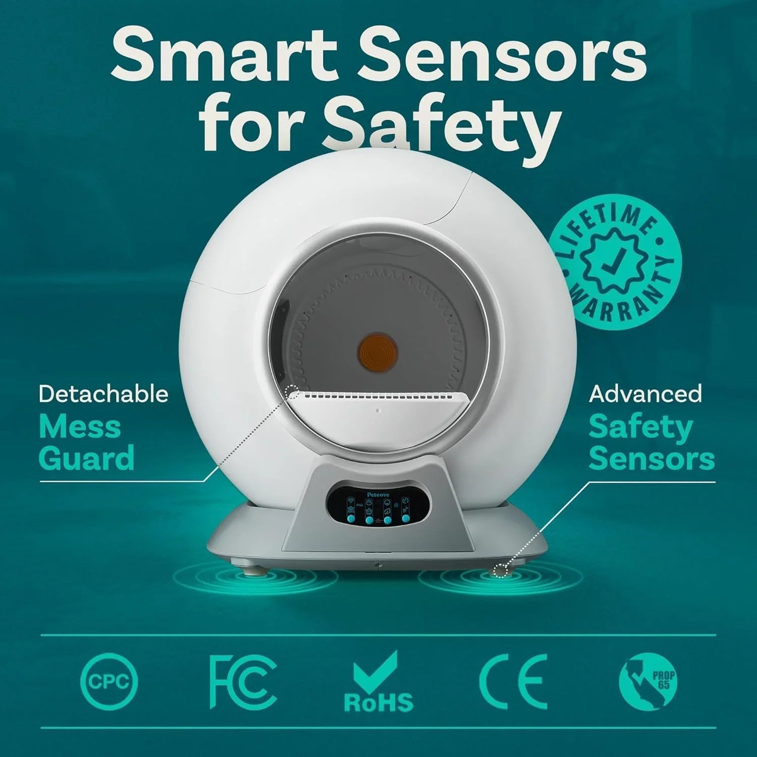 Bac à litière automatique pour chat autonettoyant avec capteur de sécurité, adapté à plusieurs chats