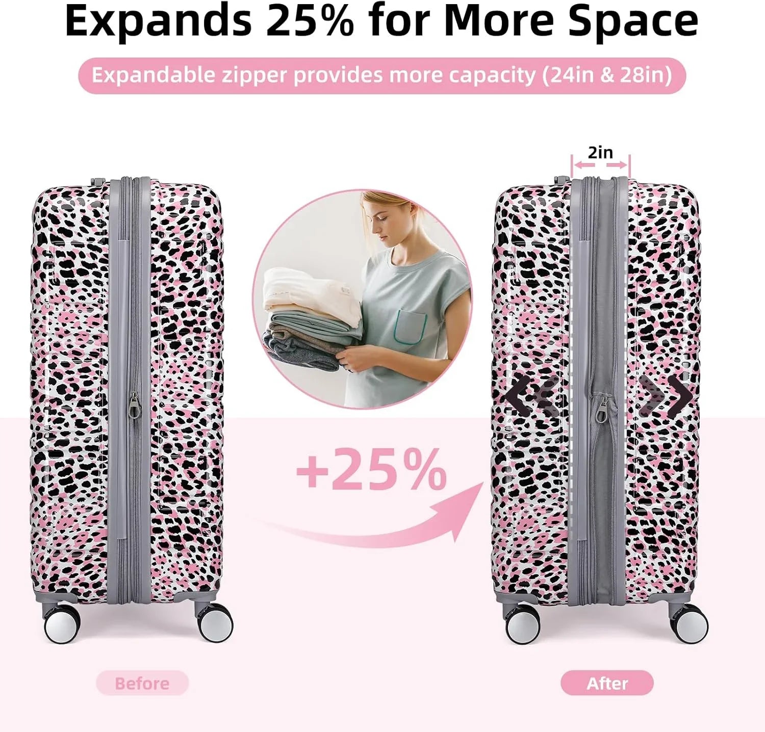 Ensemble de bagages 6 pièces, ensemble de valises rigides extensibles avec roulettes pivotantes, ensemble de bagages à roulettes légers