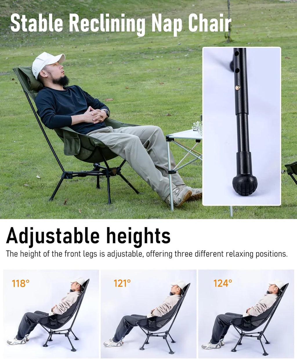 Chaise de plage pliante de camping compacte et ultralégère