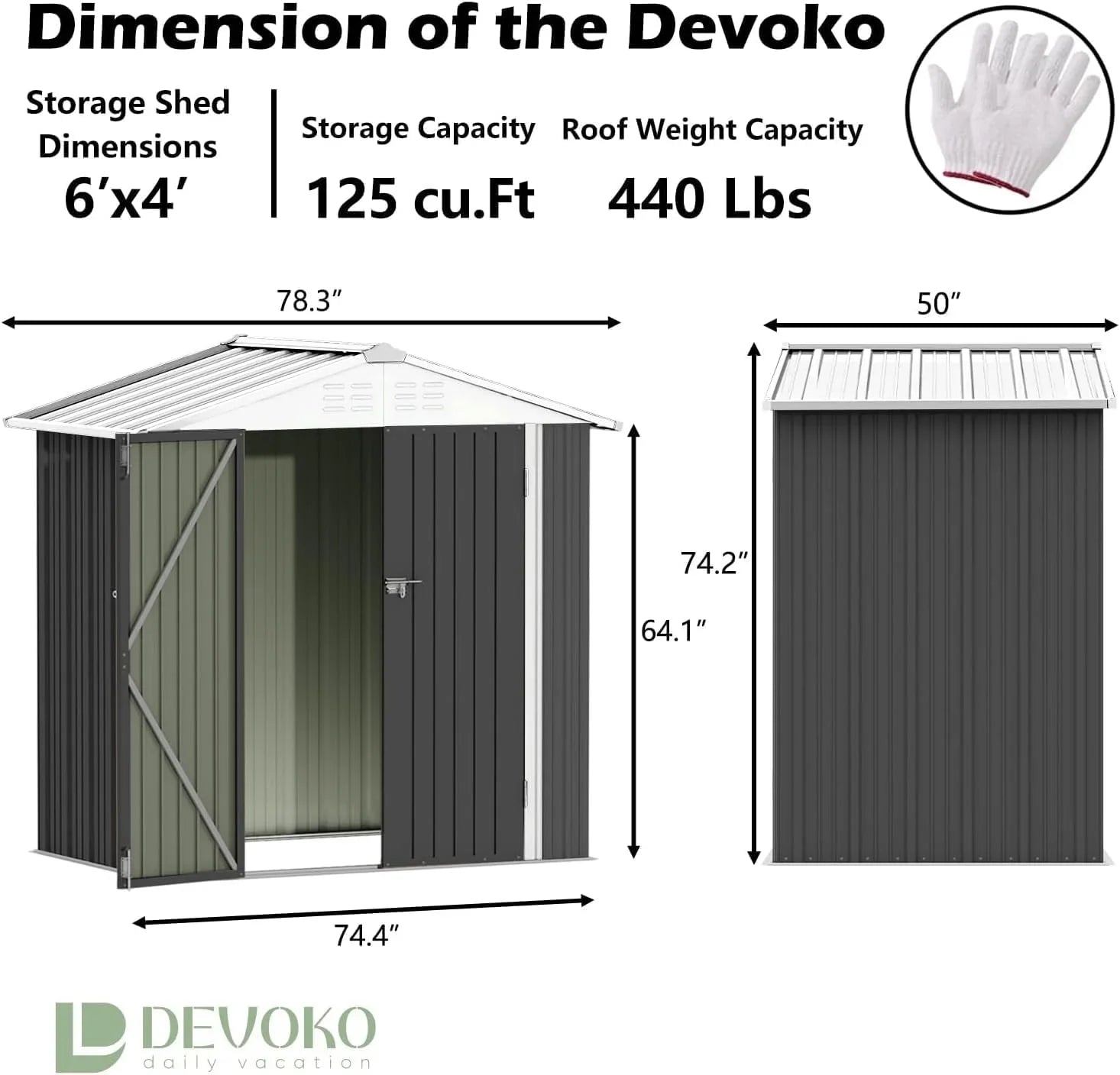 Abri de jardin extérieur Devoko 5 x 3 pi verrouillable en métal