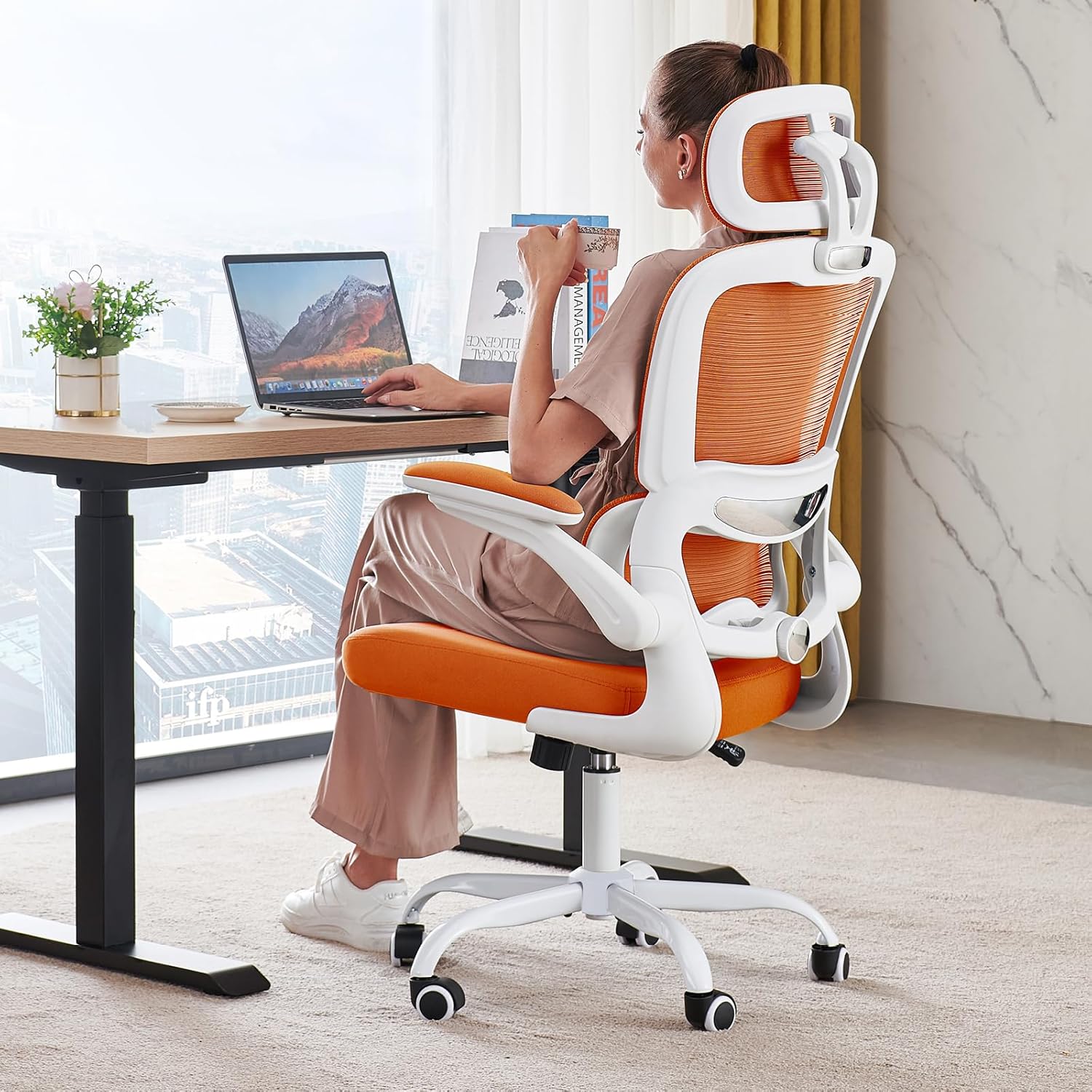 Chaise de bureau ergonomique TRALT, 150 kg, chaise de jeu à domicile avec roulettes