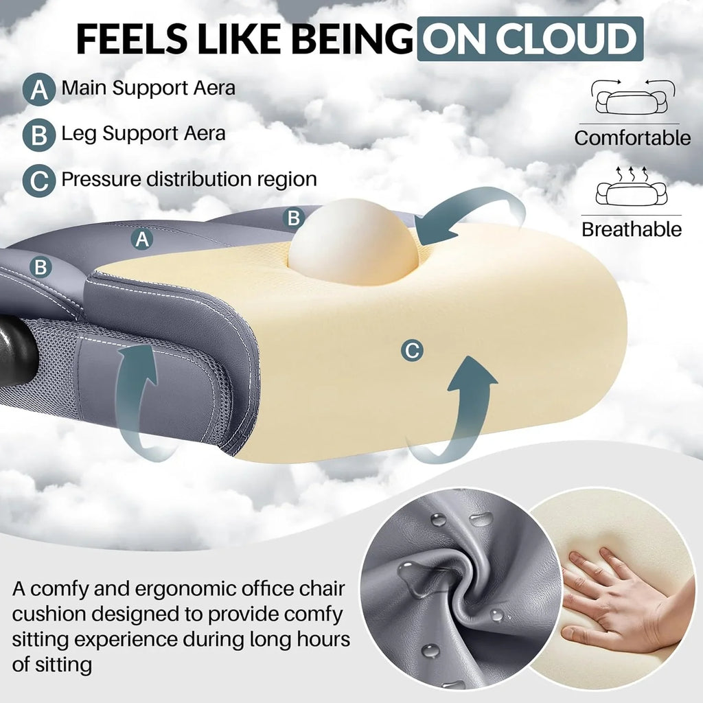 Chaise de bureau pivotante à pieds hauts, en cuir respirant, avec support lombaire