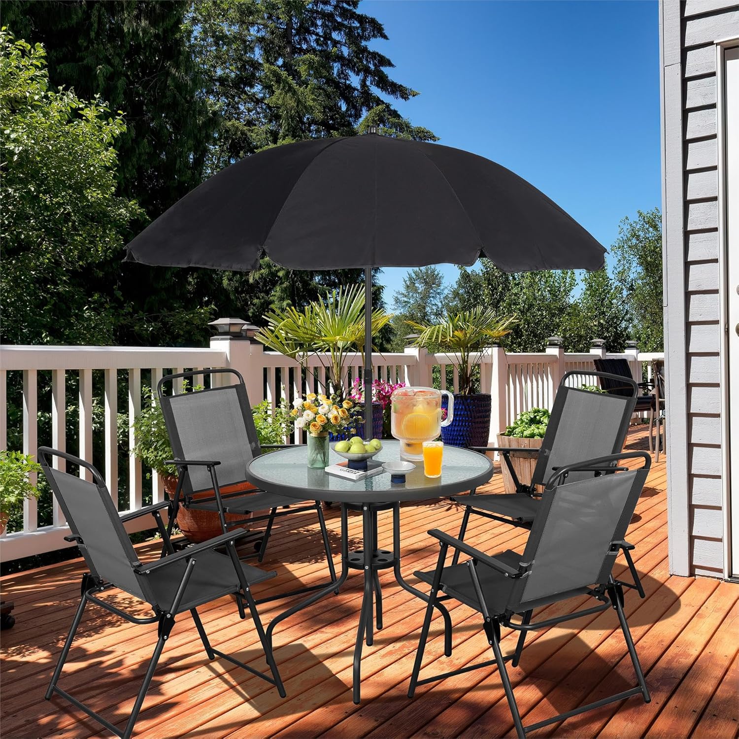 Ensemble table et chaises de salle à manger pliantes Vongrasig 6 pièces