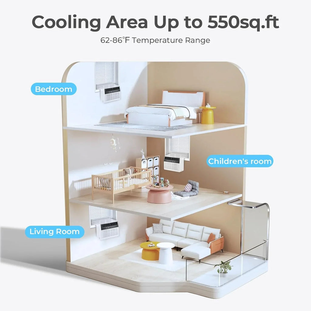 Climatiseur de fenêtre en U, 12 000 BTU, refroidit jusqu'à 550 pi², 6 modes