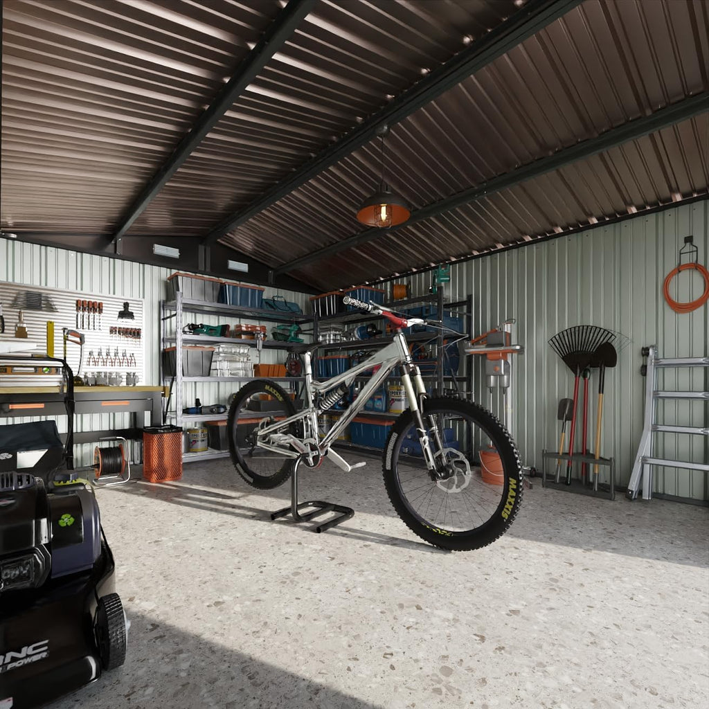 Abri de jardin en métal Aoxun 3,6 x 3 m, abri de jardin extérieur étanche, abri de jardin multifonctionnel en acier avec porte et serrure