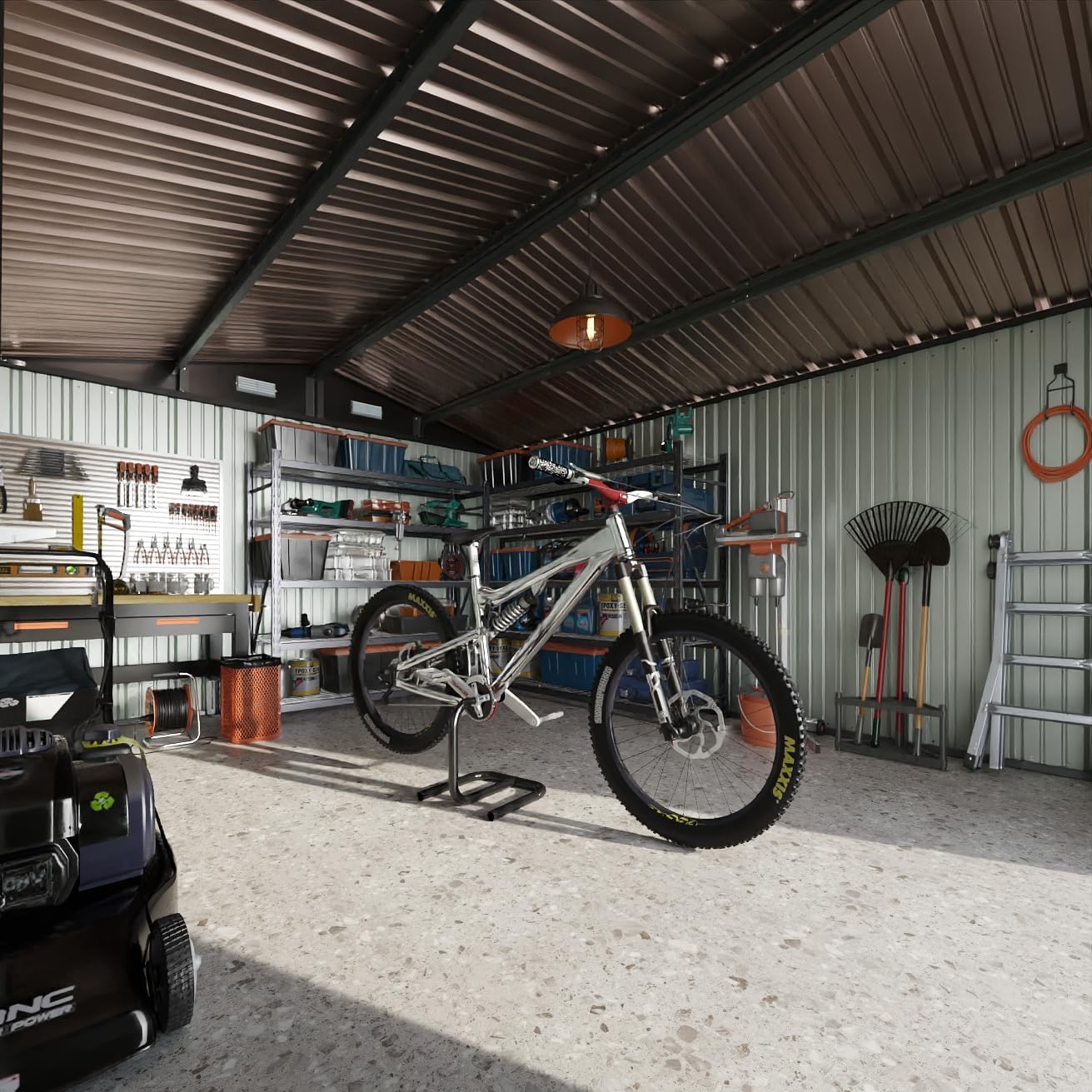 Abri de jardin en métal Aoxun 3,6 x 3 m, abri de jardin extérieur étanche, abri de jardin multifonctionnel en acier avec porte et serrure