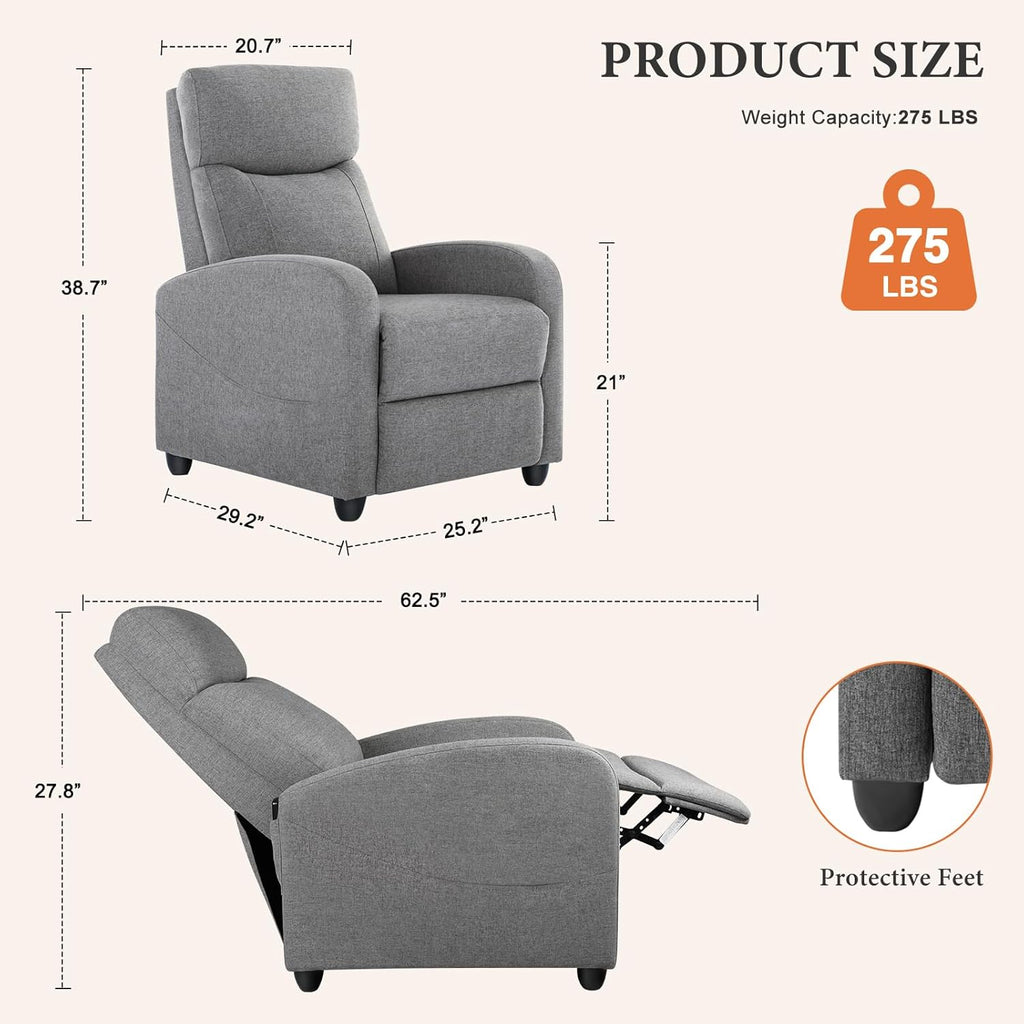Fauteuil inclinable de massage pour adultes, siège de cinéma maison réglable, fauteuil inclinable en tissu moderne