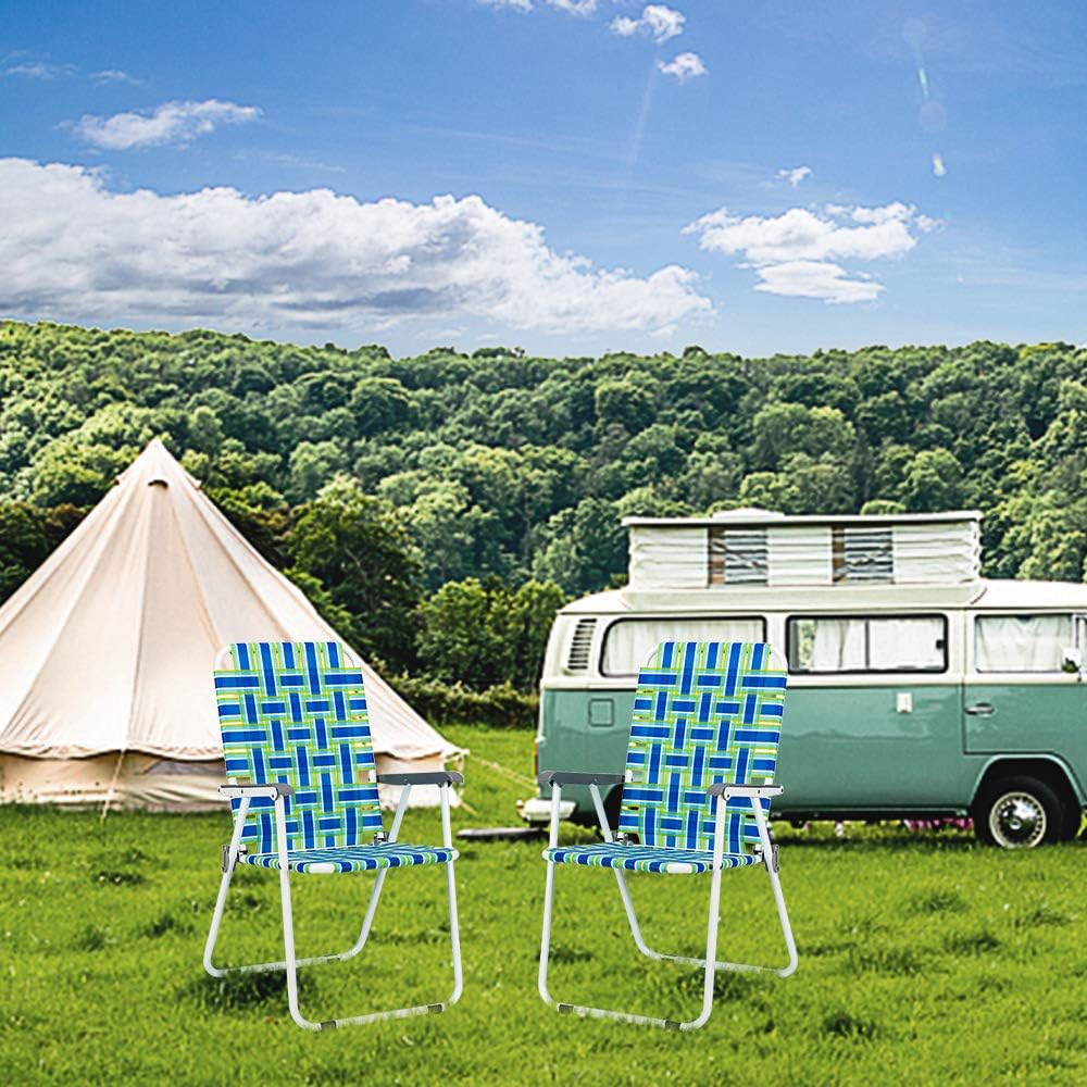 Lot de 2 chaises pliantes en toile pour patio VINGLI, chaise de plage portable pour extérieur, chaise de camping