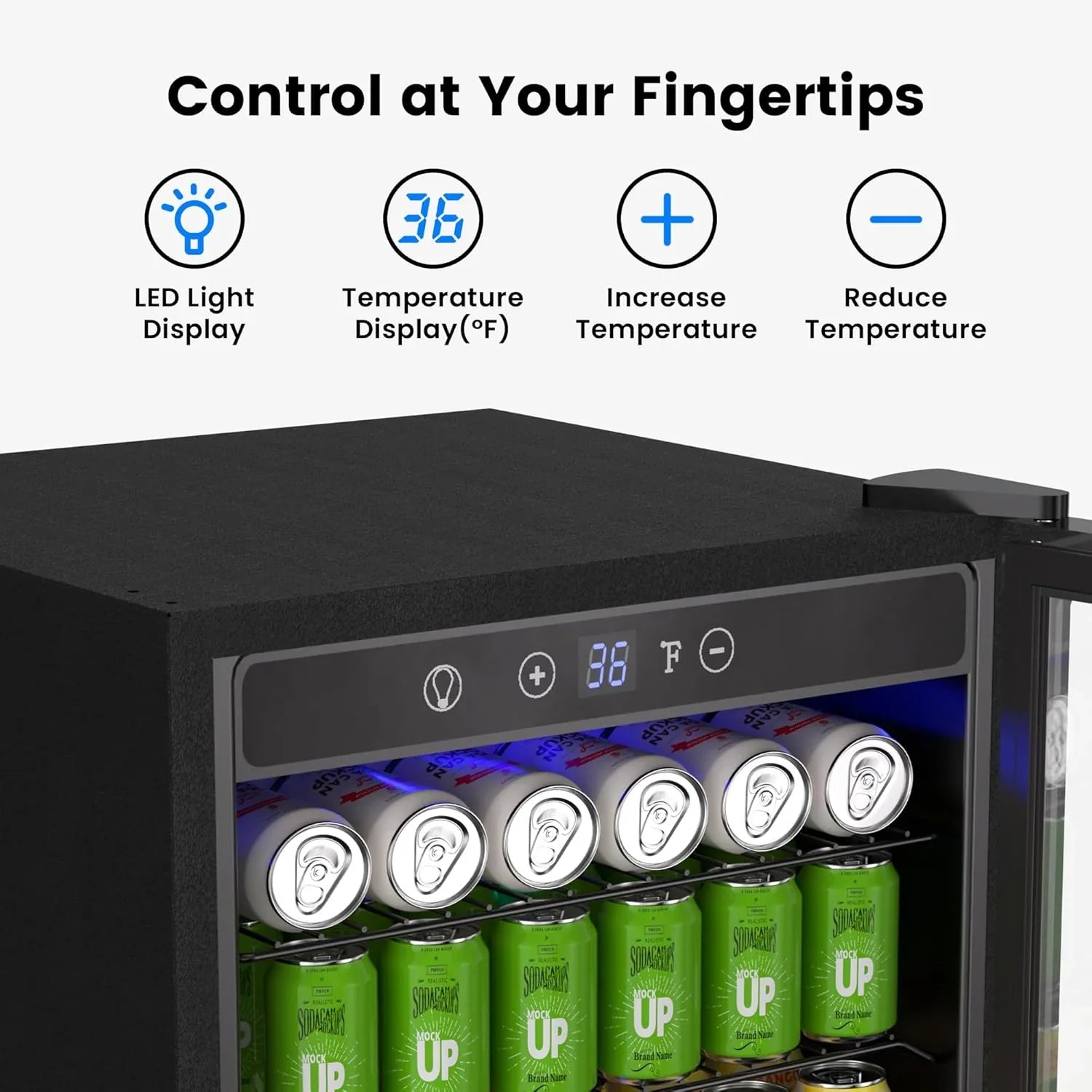 Réfrigérateur à boissons - Mini-réfrigérateur 126 canettes avec porte vitrée pour bureau, chambre, bar, maison