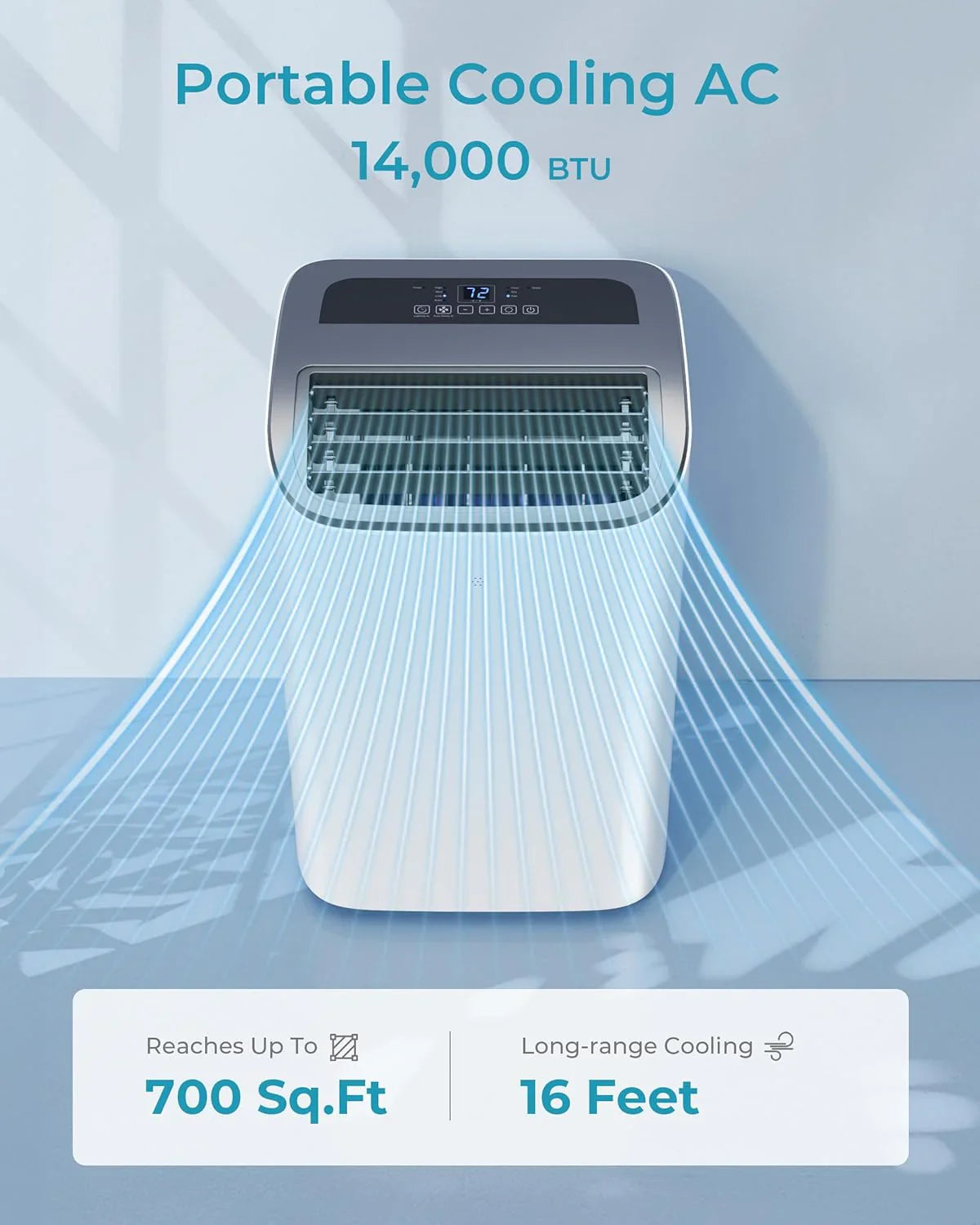 Climatiseur portatif EUHOMY 8 000 BTU, 4 en 1, couvre jusqu'à 350 pi², 4 modes, silencieux, avec télécommande, refroidissement, ventilateur, déshumidificateur