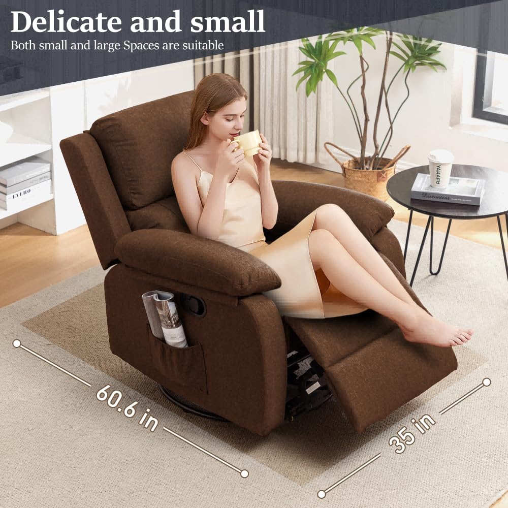 Fauteuil à bascule inclinable pivotant à 360 degrés en tissu coulissant