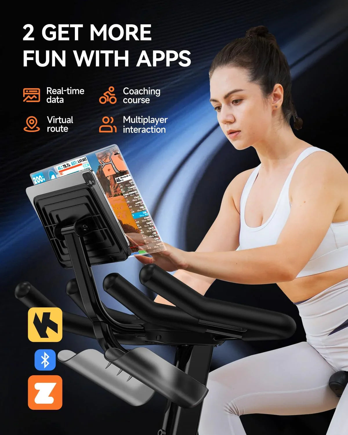 Vélo d'appartement Pooboo, résistance/frein magnétique réglable, transmission par courroie silencieuse