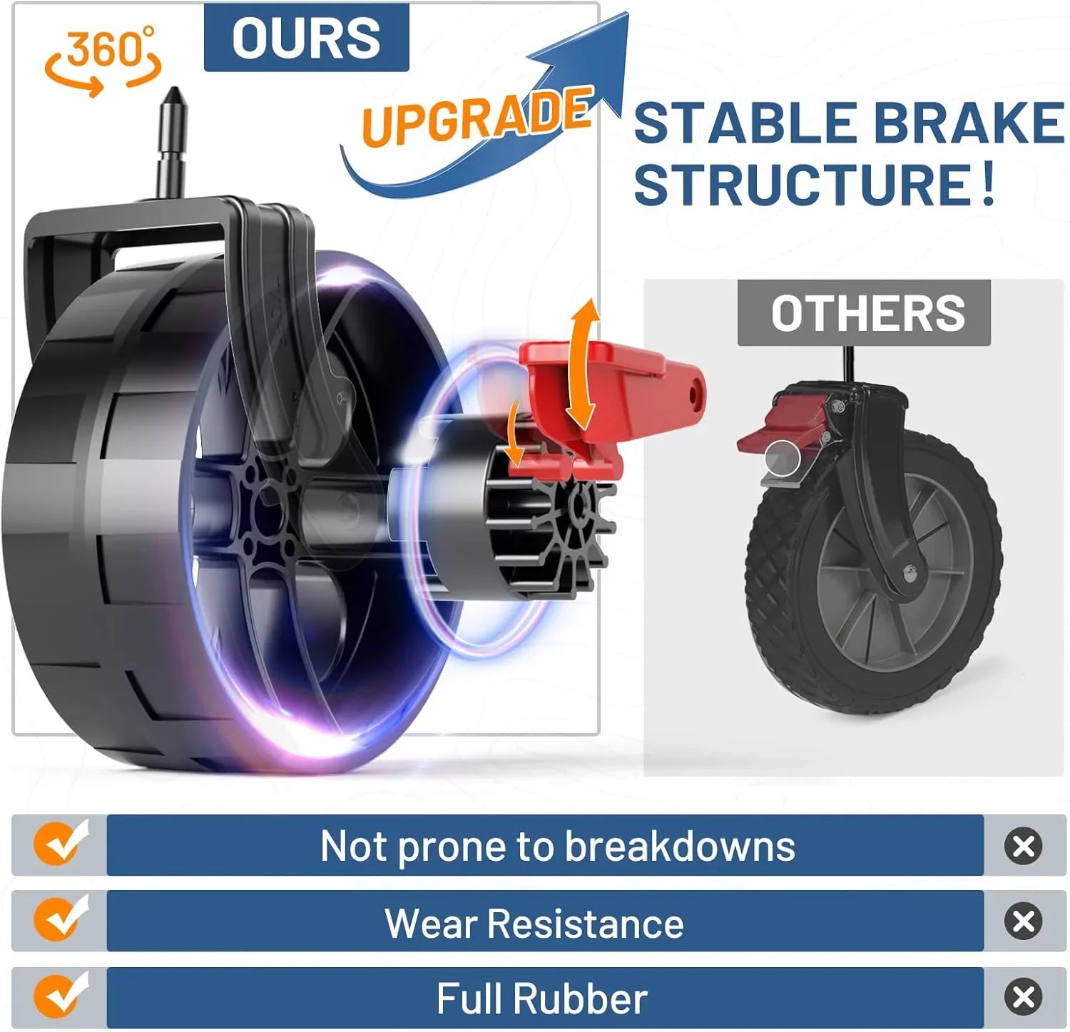 Chariot pliable à deux étages de grande capacité de 400 L avec freins, chariot extra-long de 54 pouces, chariot pliable robuste de 450 livres