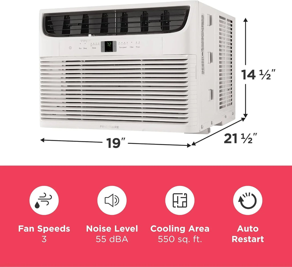 Climatiseur de fenêtre Frigidaire 5 000 BTU avec télécommande, refroidit jusqu'à 150 pi², fonctionnement silencieux