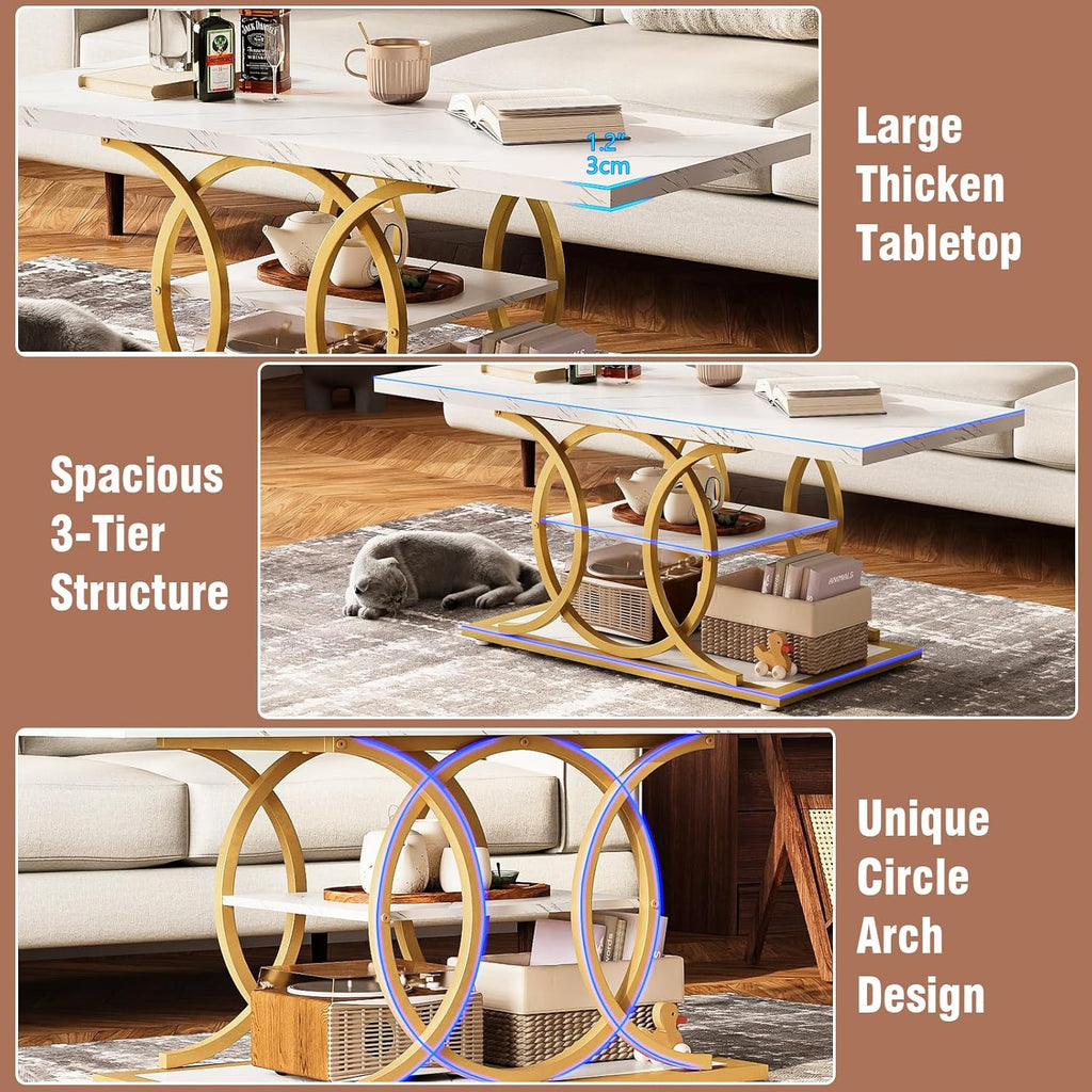 Table basse de style campagnard avec rangement GiftGo, style industriel