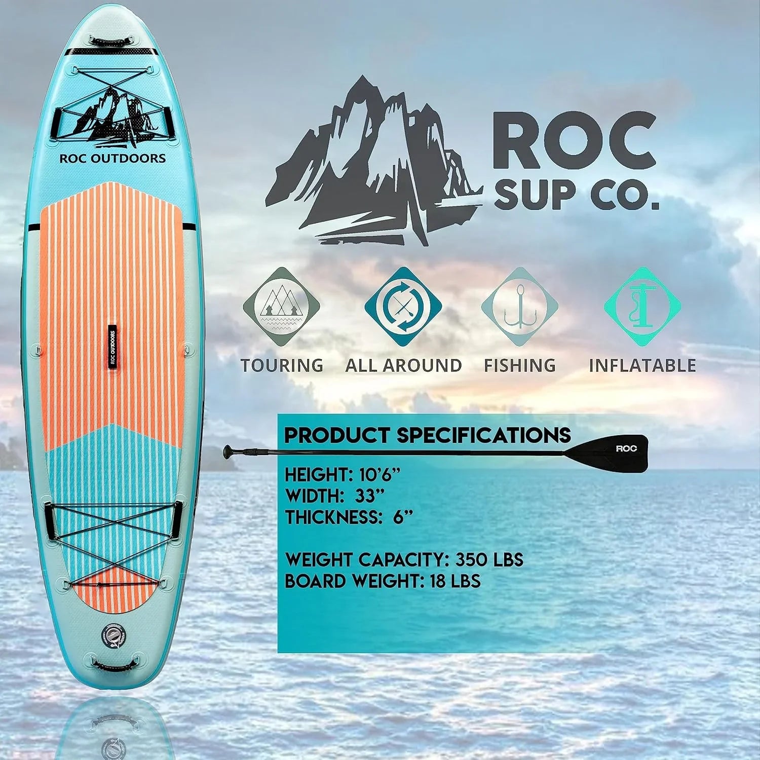 Planche de stand-up paddle gonflable ROC, accessoires de planche SUP paddle de haute qualité