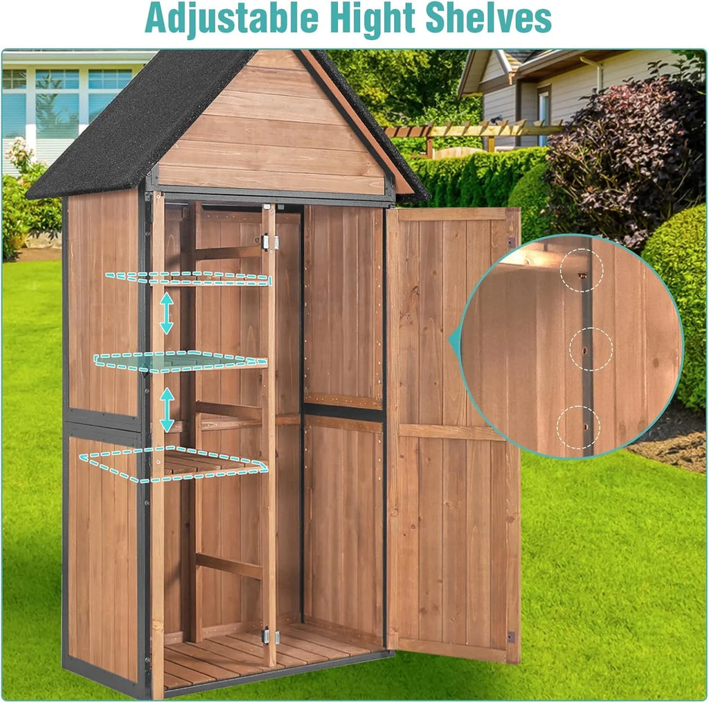 Sheds Outdoor Storage Garden Shed with Metal Frame Structure and Adjustable Shelves Large Capacity Storage Tool Cabinet Box