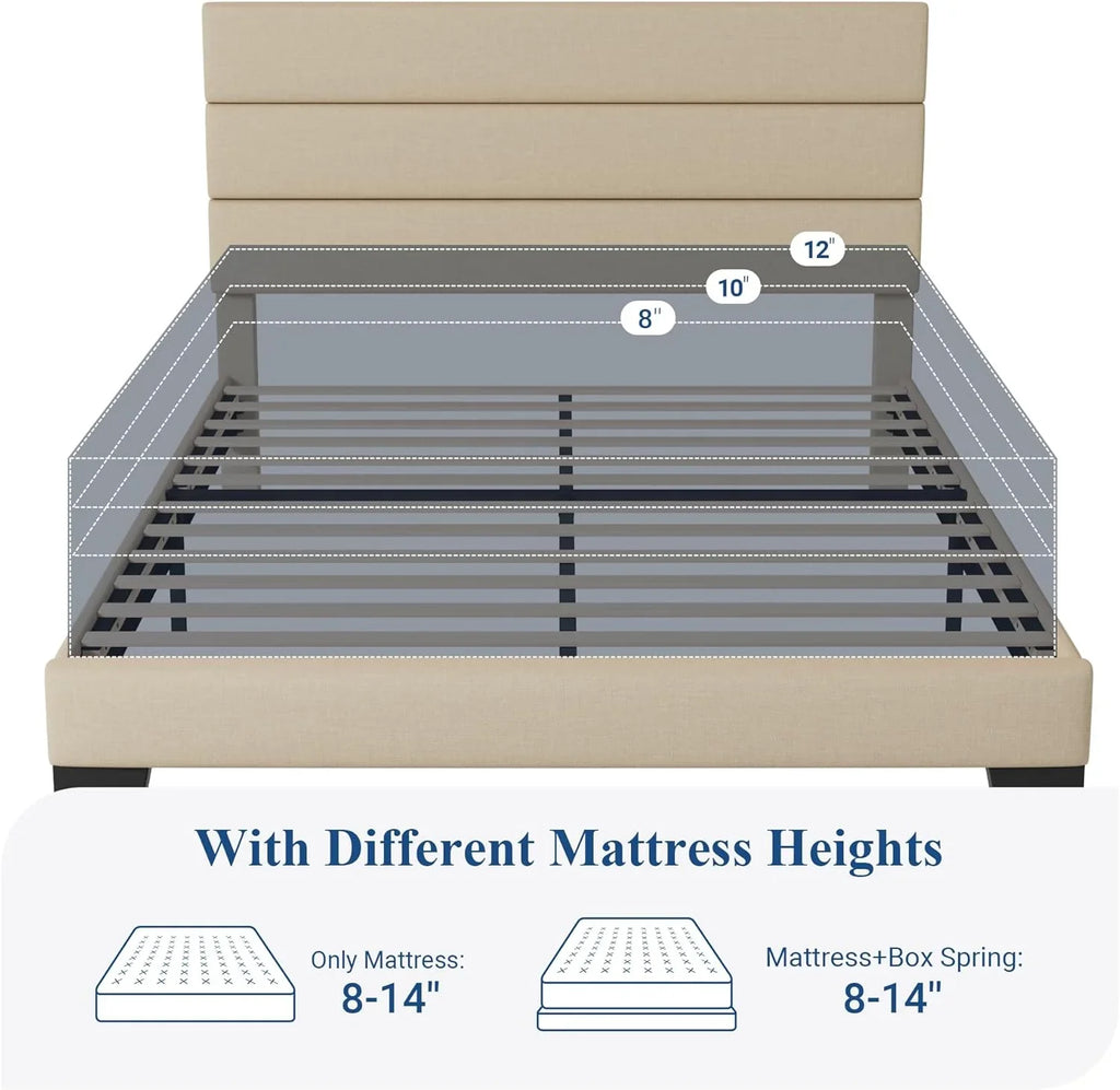 Cadre de lit plateforme Allewie King size avec tête de lit et planches rembourrées en velours