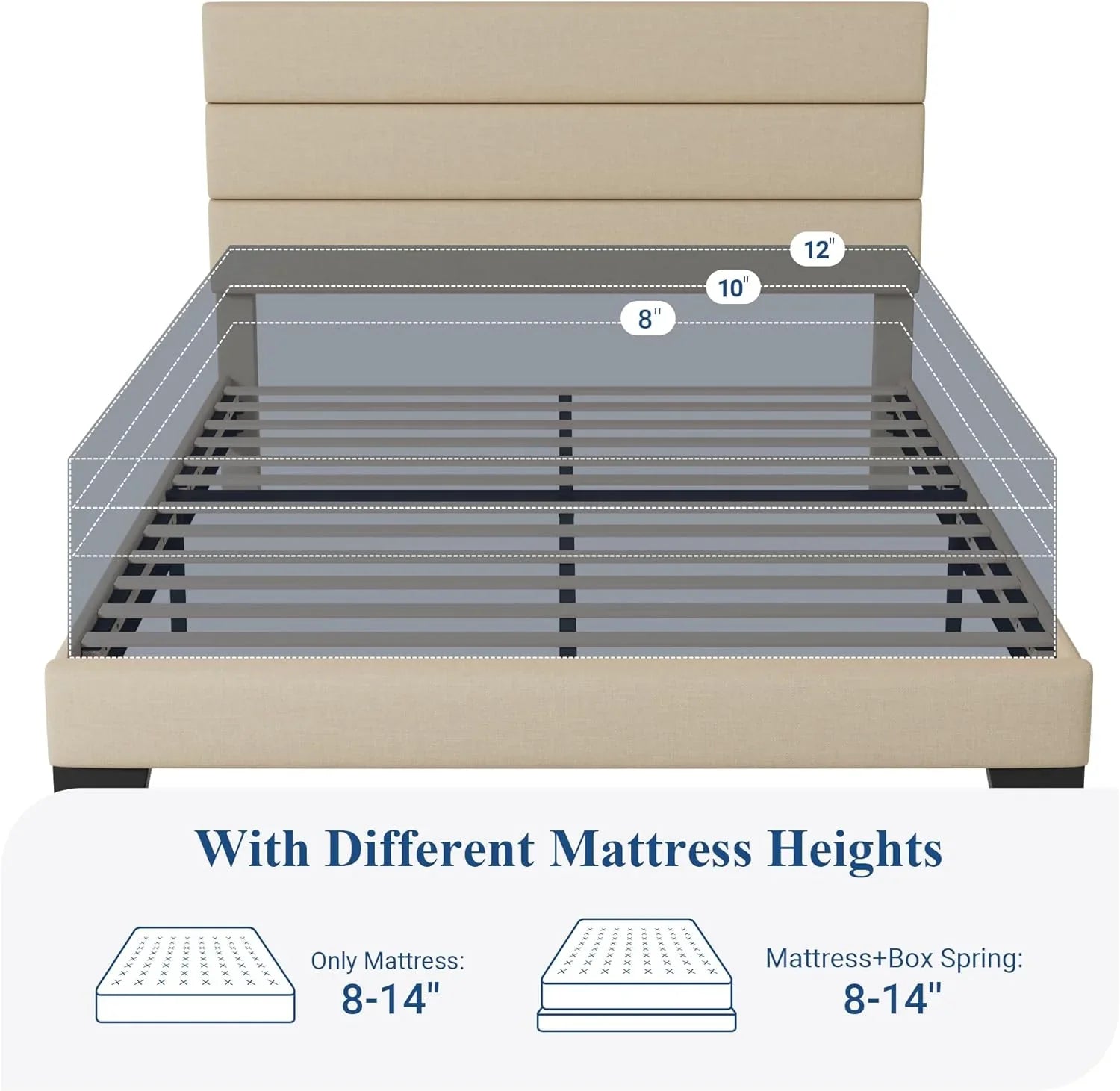 Cadre de lit plateforme Allewie King size avec tête de lit et planches rembourrées en velours