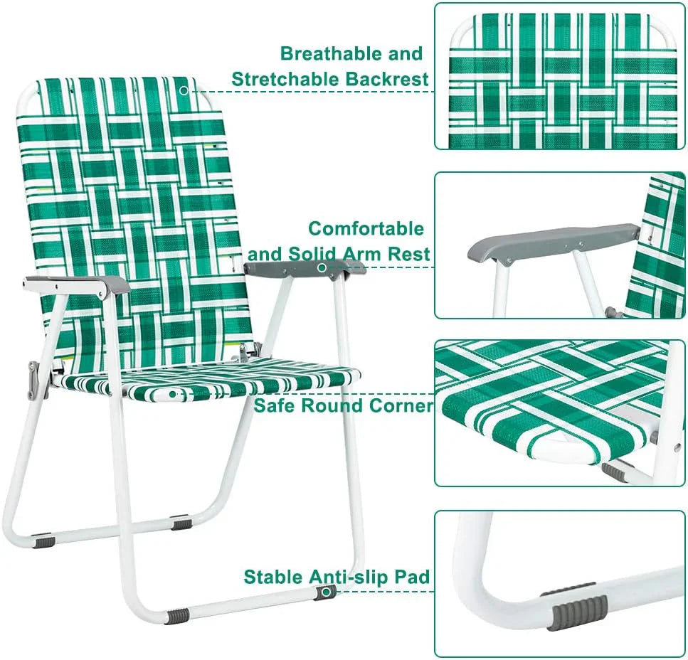 Lot de 2 chaises pliantes en toile pour patio VINGLI, chaise de plage portable pour extérieur, chaise de camping