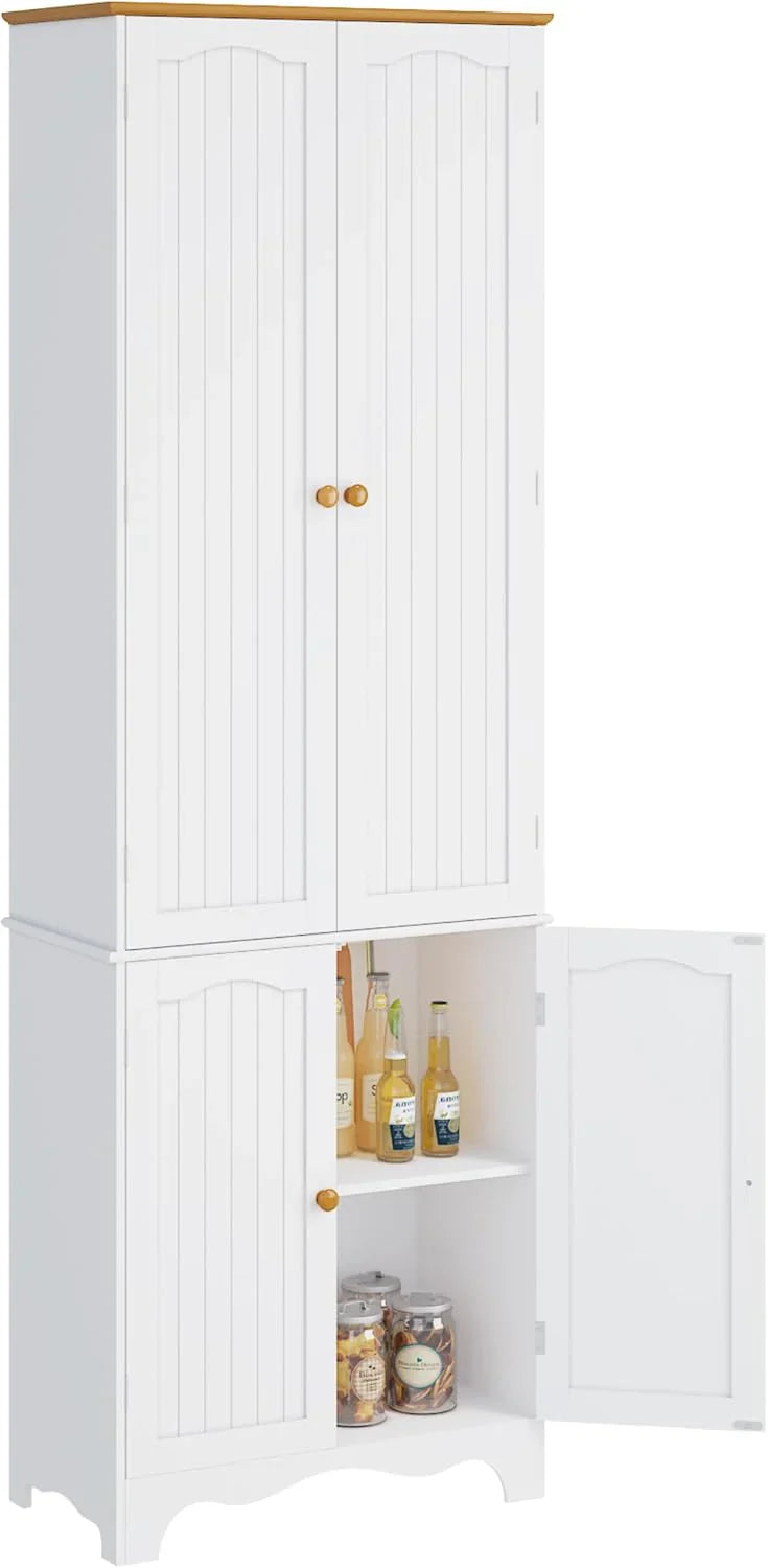 Armoire de rangement haute, meuble de rangement indépendant, garde-manger de cuisine en bois avec 4 portes et 5 étagères, organiseur de placard de 72 pouces